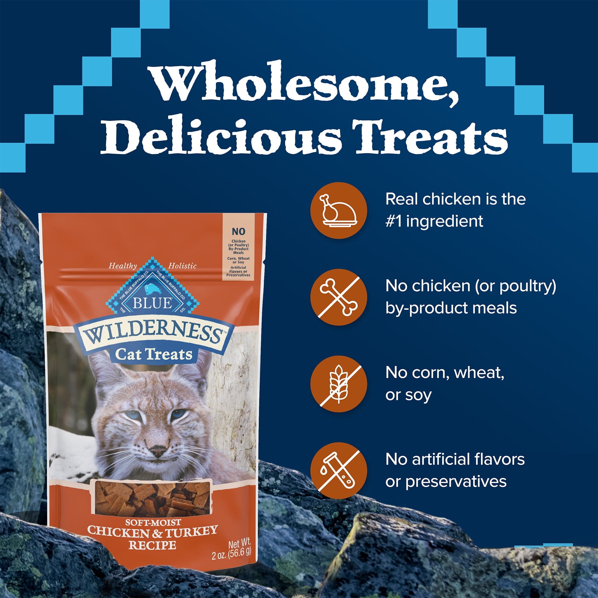 Blue Buffalo Wilderness Natural Soft Cat Treats Made, Chicken & Turkey Recipe, 2-oz. Bag