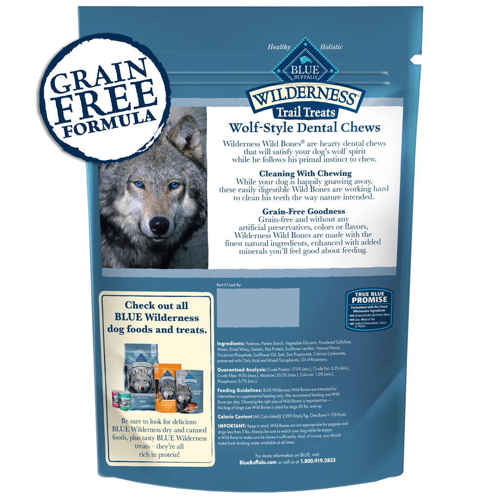 Blue Buffalo Wilderness Wild Bones Dental Chews Dog Treats, Regular, 27-oz Bag