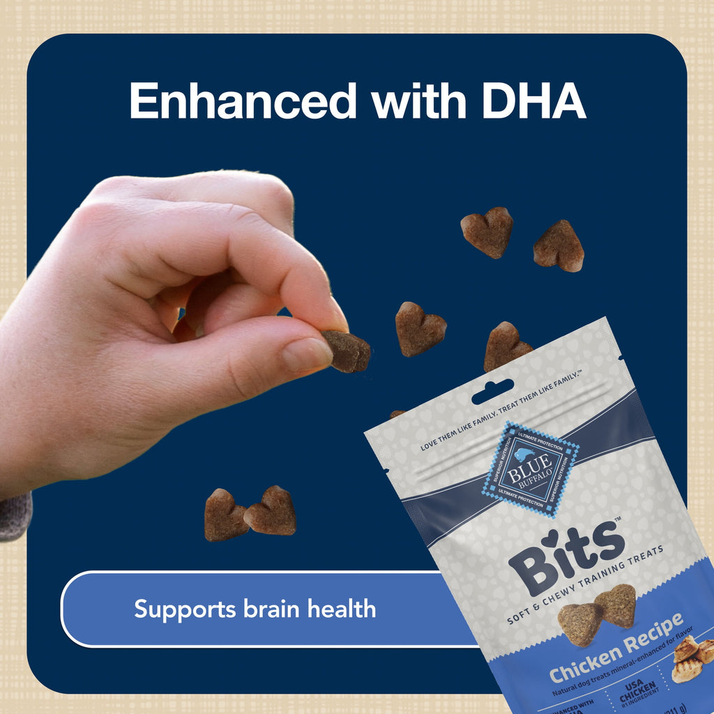 Blue Buffalo Bits Soft Dog Treats for Training, Enhanced with DHA, 4-oz. Bag