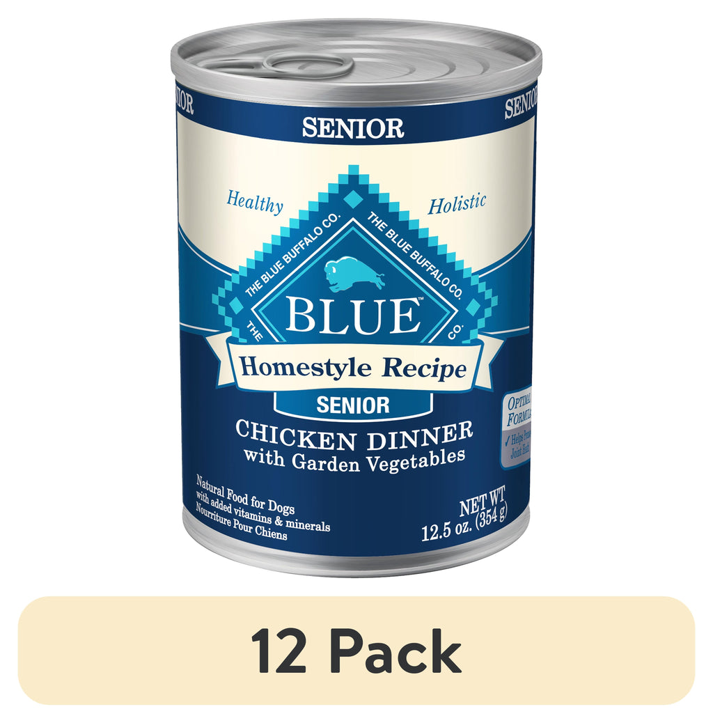 (12 pack) Blue Buffalo Homestyle Recipe Senior Wet Dog Food, Chicken Dinner, 12.5-oz. Can