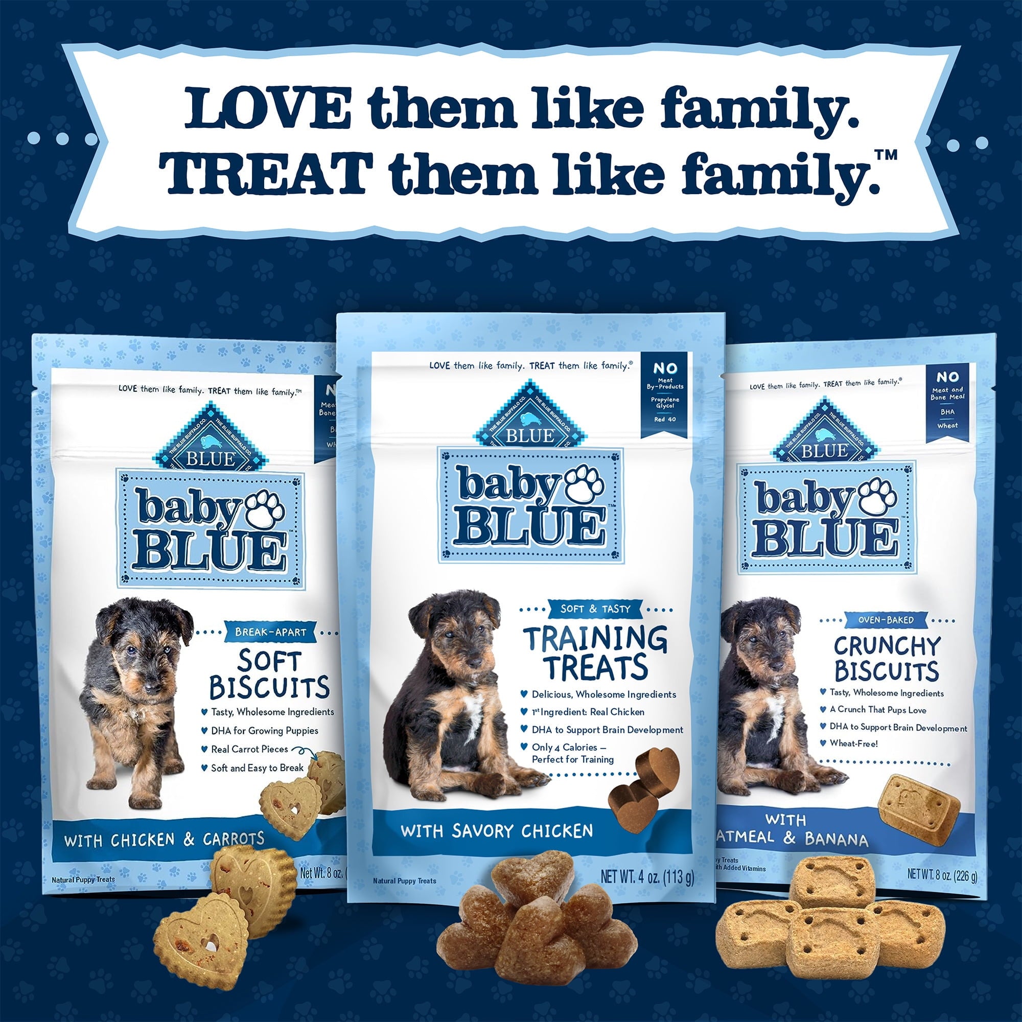 (3 pack) Blue Buffalo Baby BLUE Puppy Training Treats for Dogs with DHA, Savory Chicken, 4-oz. Bag