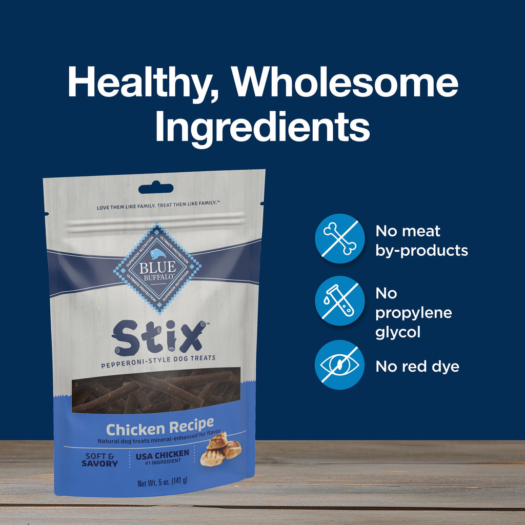 Blue Buffalo Stix Pepperoni-Style Dog Treats, Chicken Recipe, 5-oz. Bag