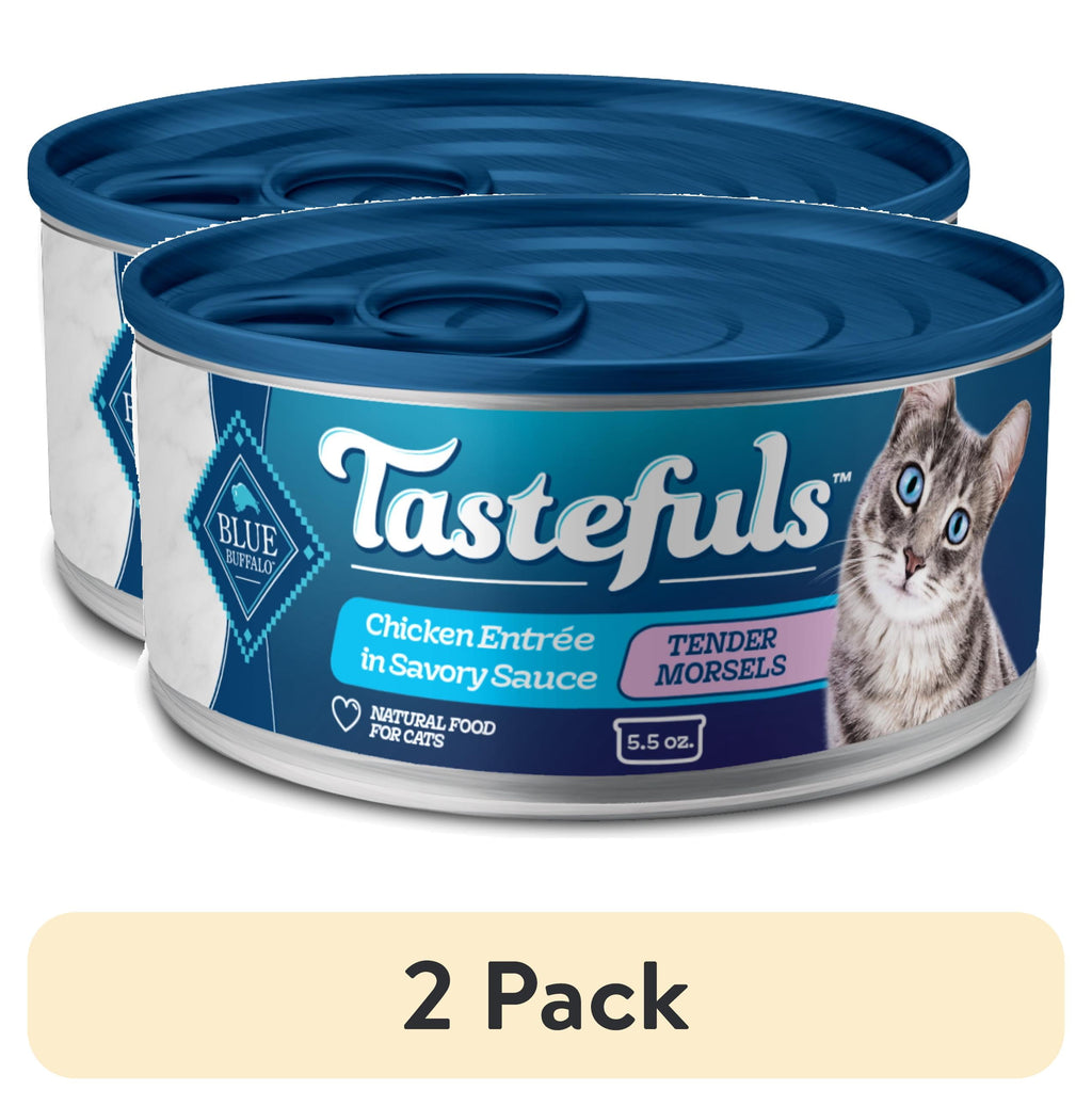 (2 pack) Blue Buffalo Tastefuls Adult Cat Wet Food, Chicken Morsels in Gravy, 5.5-oz. Can
