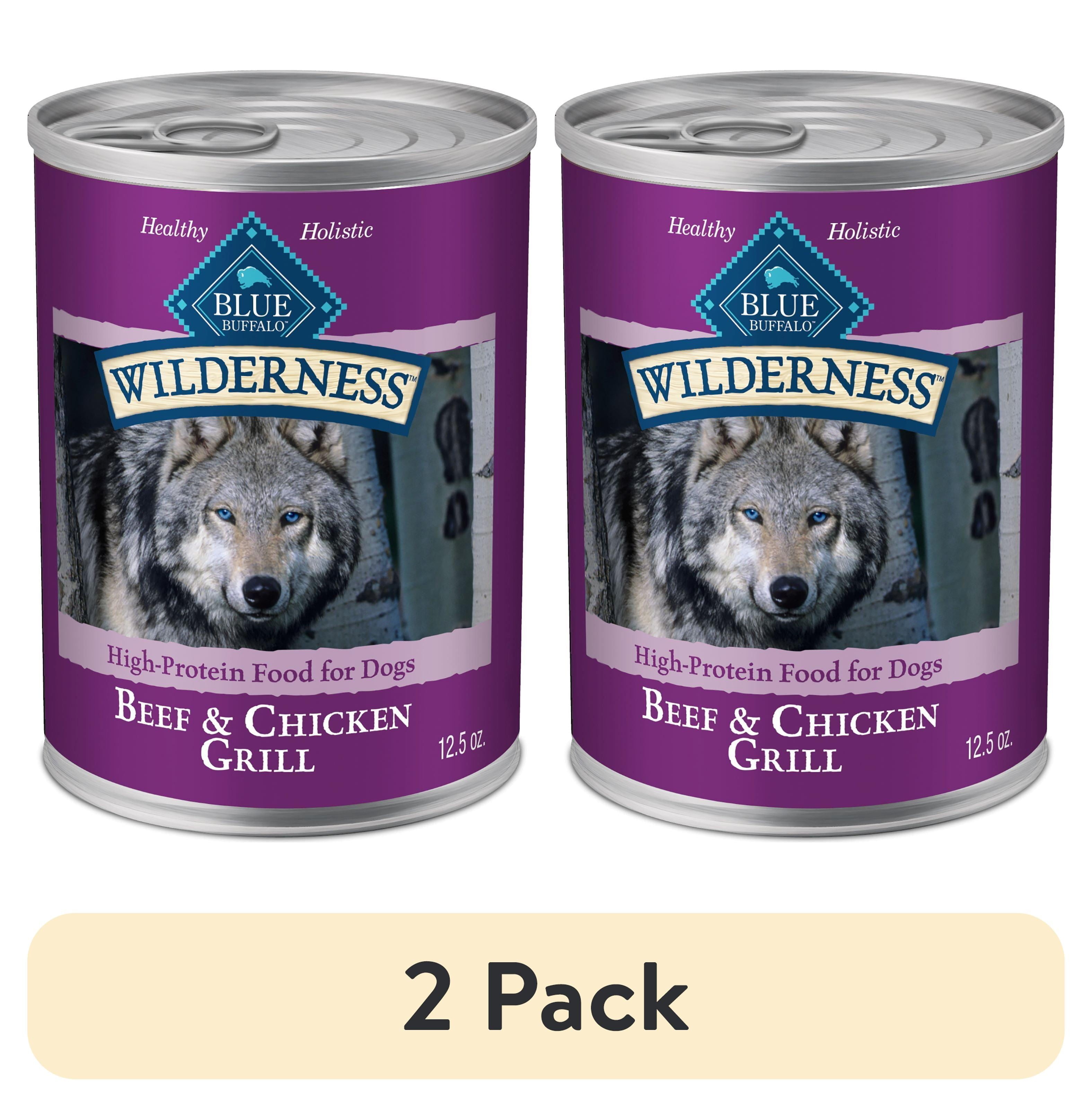 (2 pack) Blue Buffalo Wilderness Adult Wet Dog Food Beef & Chicken Grill, 12.5-oz. Can