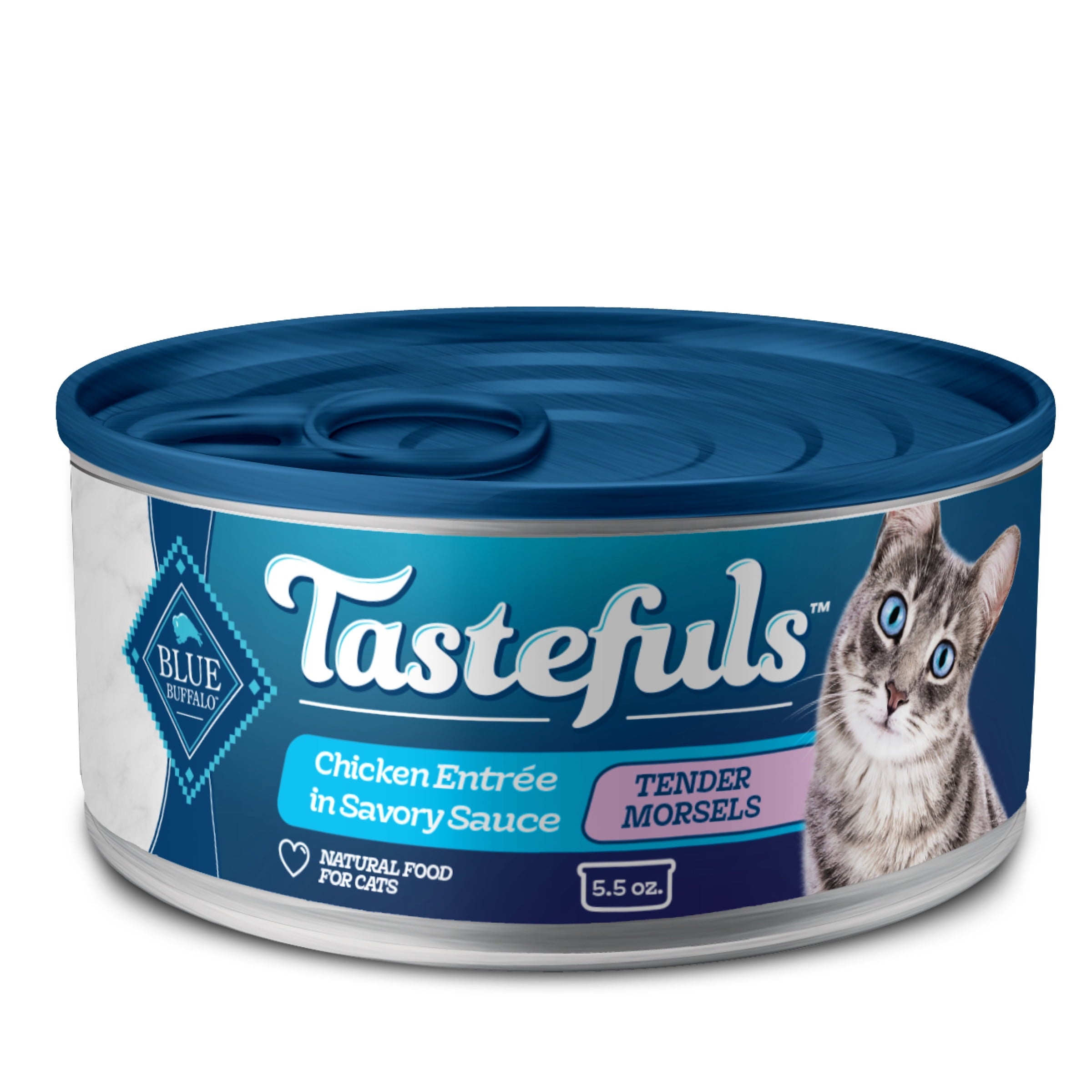 (2 pack) Blue Buffalo Tastefuls Adult Cat Wet Food, Chicken Morsels in Gravy, 5.5-oz. Can