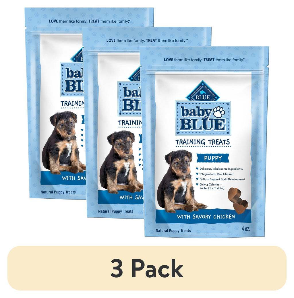 (3 pack) Blue Buffalo Baby BLUE Puppy Training Treats for Dogs with DHA, Savory Chicken, 4-oz. Bag