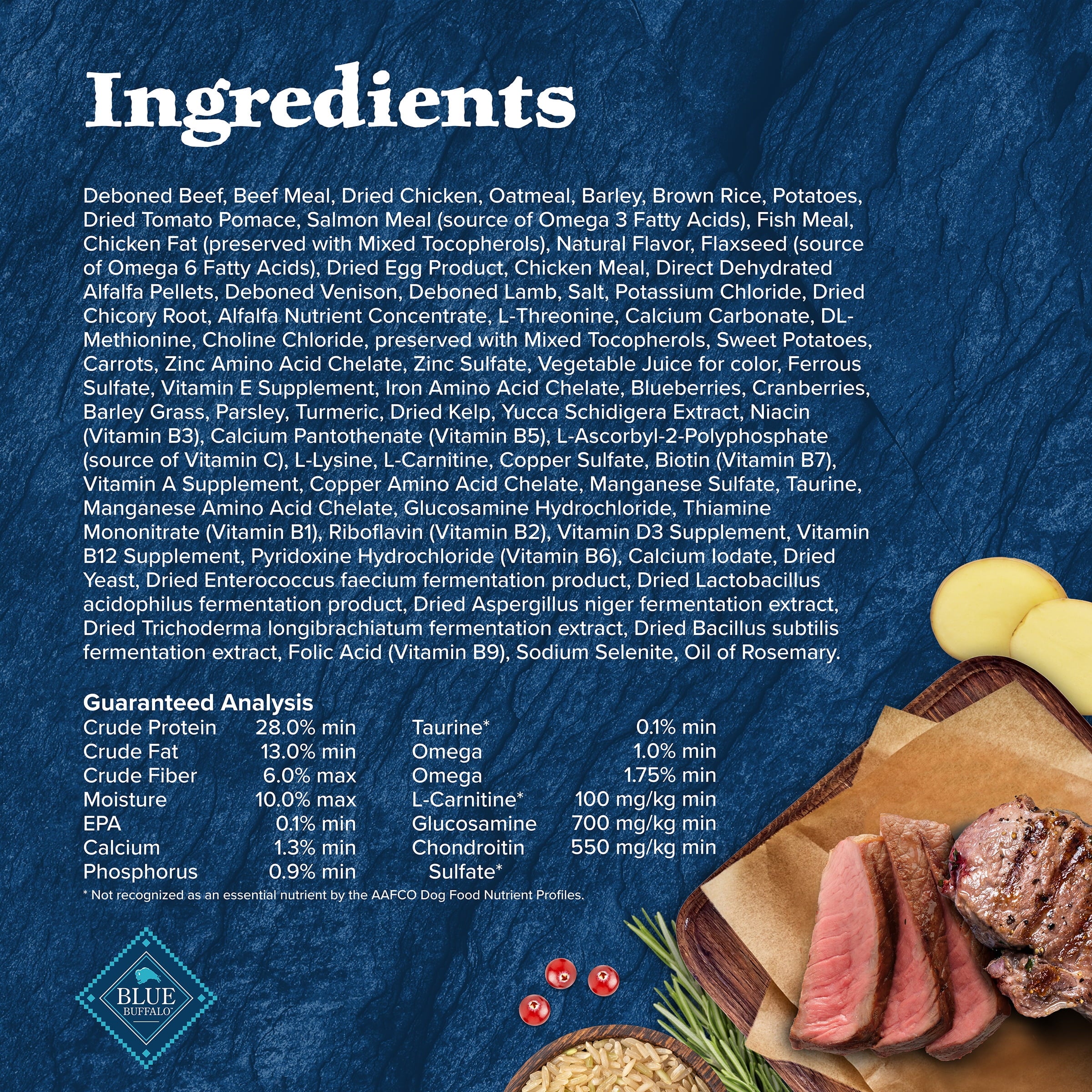 Blue Buffalo Wilderness Rocky Mountain Recipe High Protein Large Breed Adult Dry Dog Food, Natural Ingredients Plus Wholesome Grains, Red Meat, 22 lb. Bag