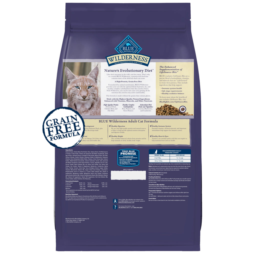 Blue Buffalo Wilderness Natural High-Protein, Grain-Free Dry Cat Food, Chicken, 4-lb Bag