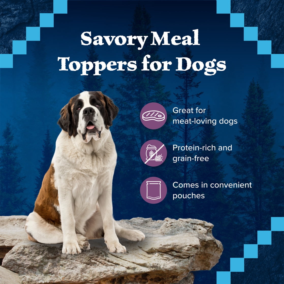 (12 pack) Blue Buffalo Wilderness Trail Toppers Wet Dog Food, Chunky Beef Bites in Hearty Gravy