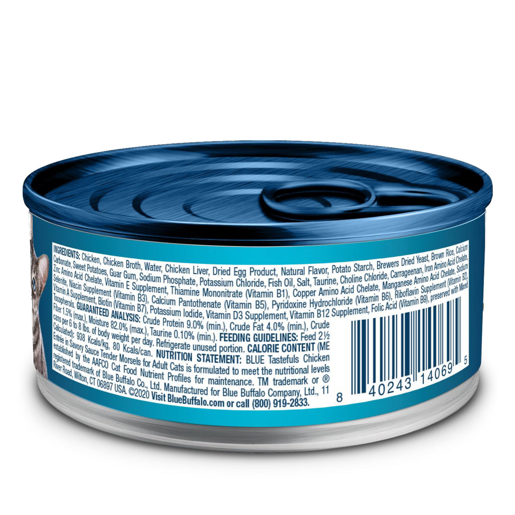 (2 pack) Blue Buffalo Tastefuls Adult Cat Wet Food, Chicken Morsels in Gravy, 5.5-oz. Can