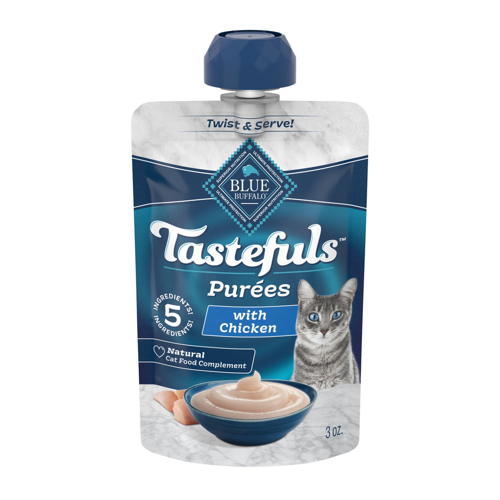 (4 pack) Blue Buffalo Tastefuls Adult Natural Wet Cat Food Purées Pouch Chicken