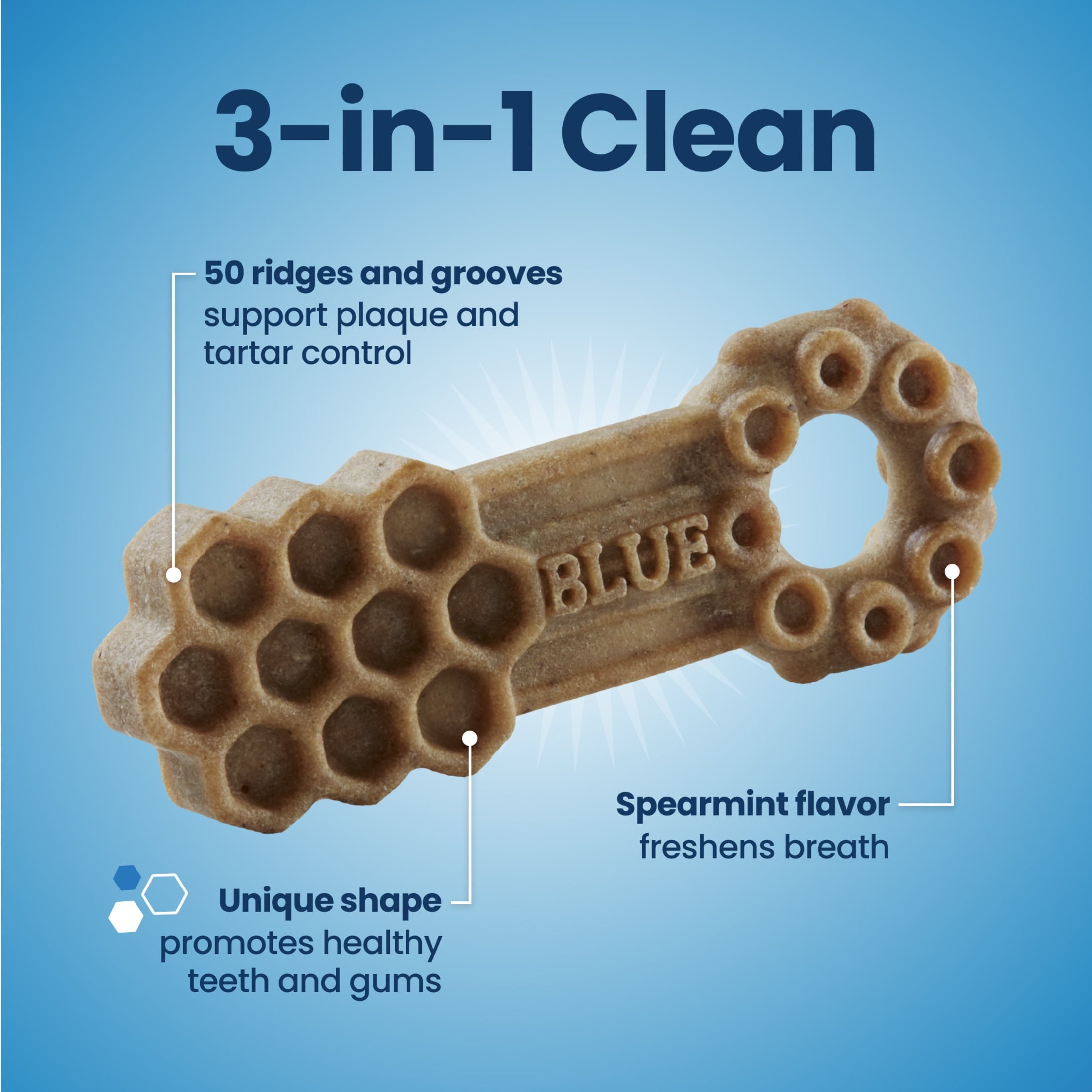 Blue Buffalo Dental Chews Large Natural Dog Treats, Chicken & Spearmint (14 Count)