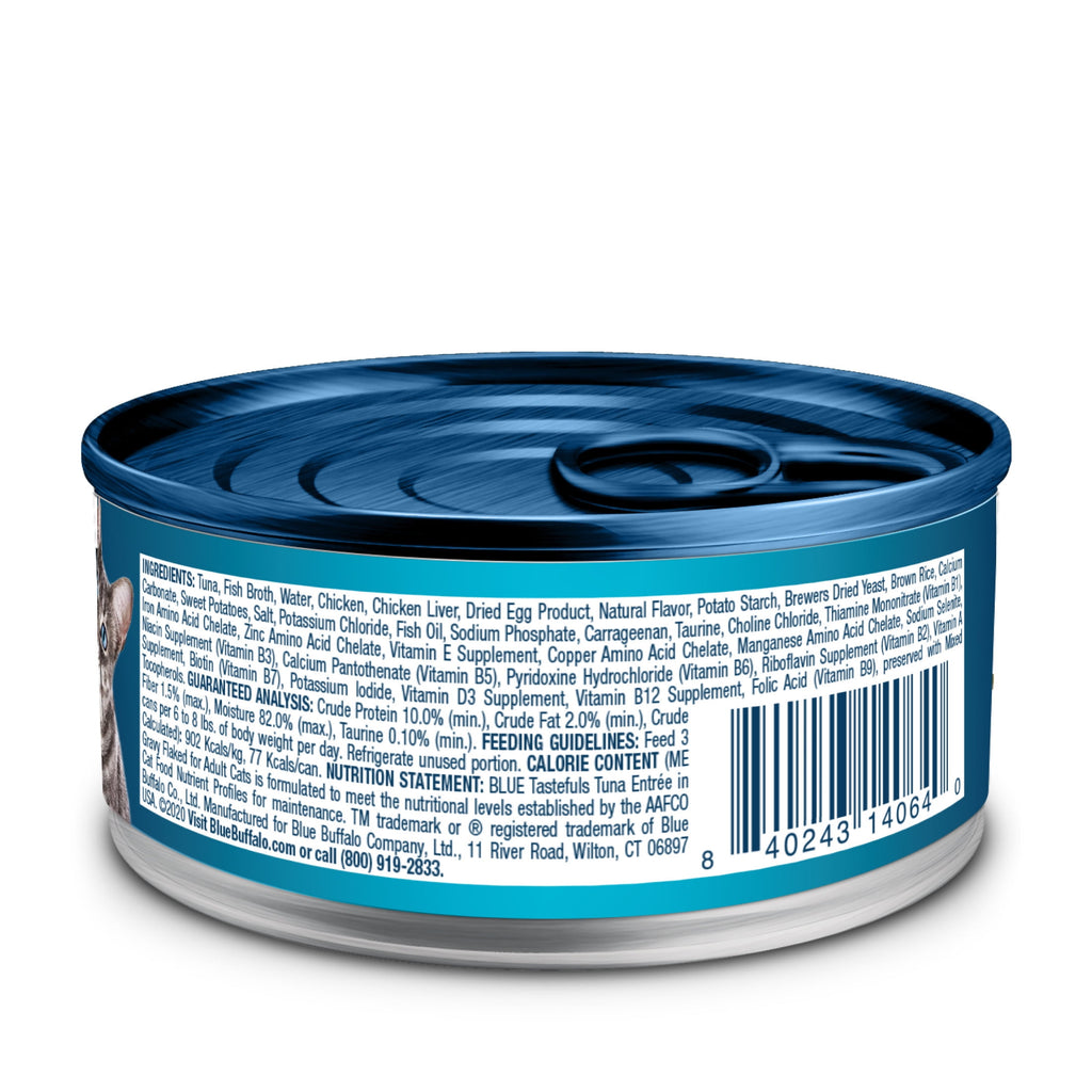 (4 pack) Blue Buffalo Tastefuls Wet Cat Food with Tuna, 3-oz. Can