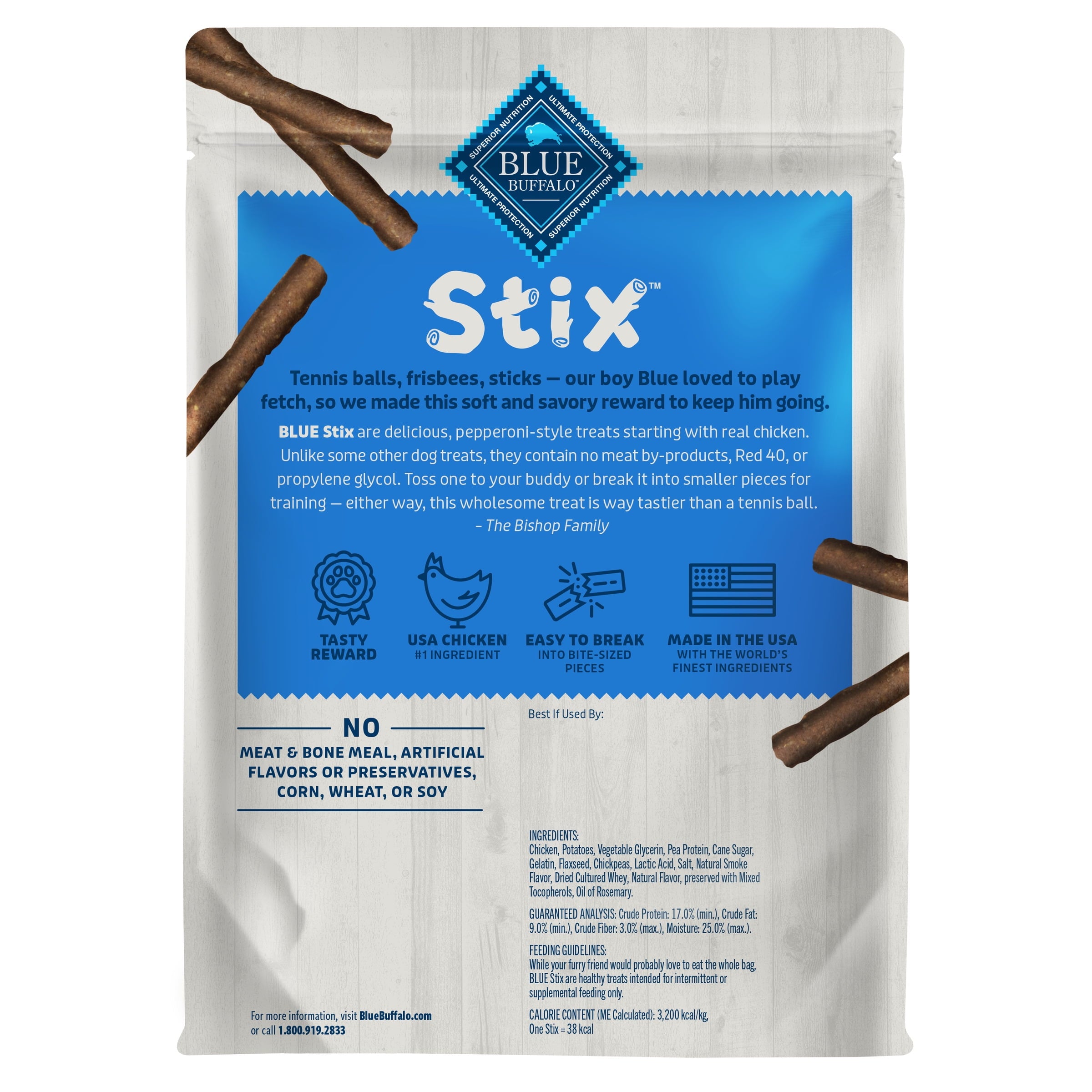 Blue Buffalo Stix Pepperoni-Style Dog Treats, Chicken Recipe, 5-oz. Bag