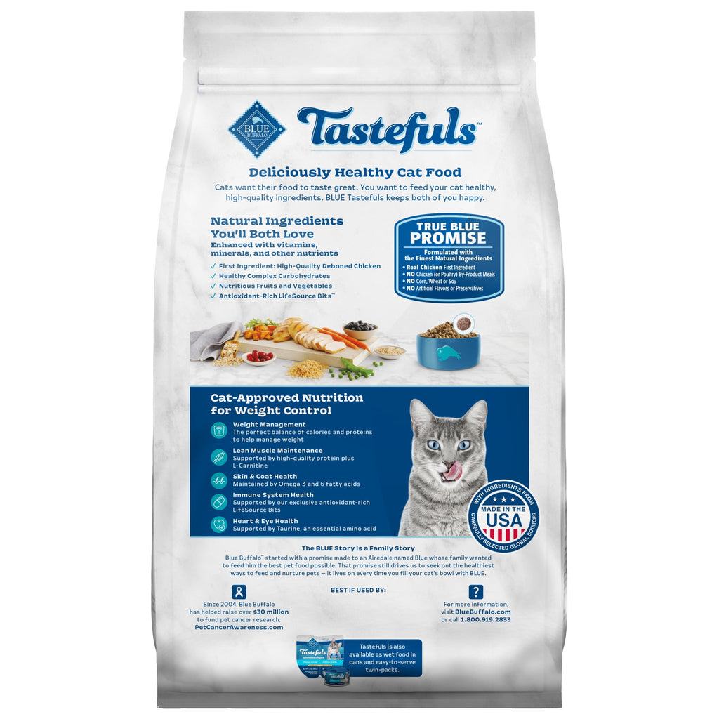 Blue Buffalo Tastefuls Natural Dry Cat Food, Weight Control, 5-lb. Bag