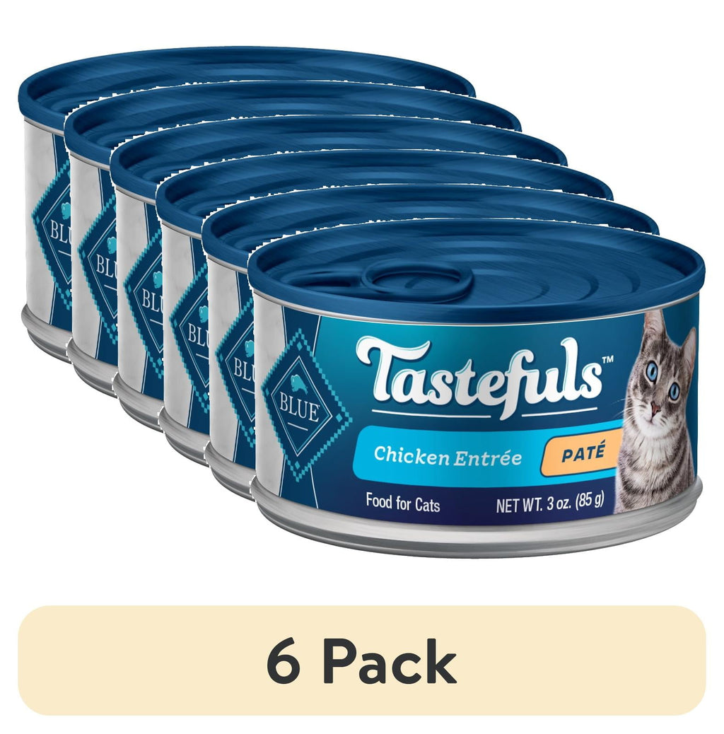 (6 pack) Blue Buffalo Tastefuls Natural Wet Cat Food, Adult, Chicken Paté, 3-oz. Can