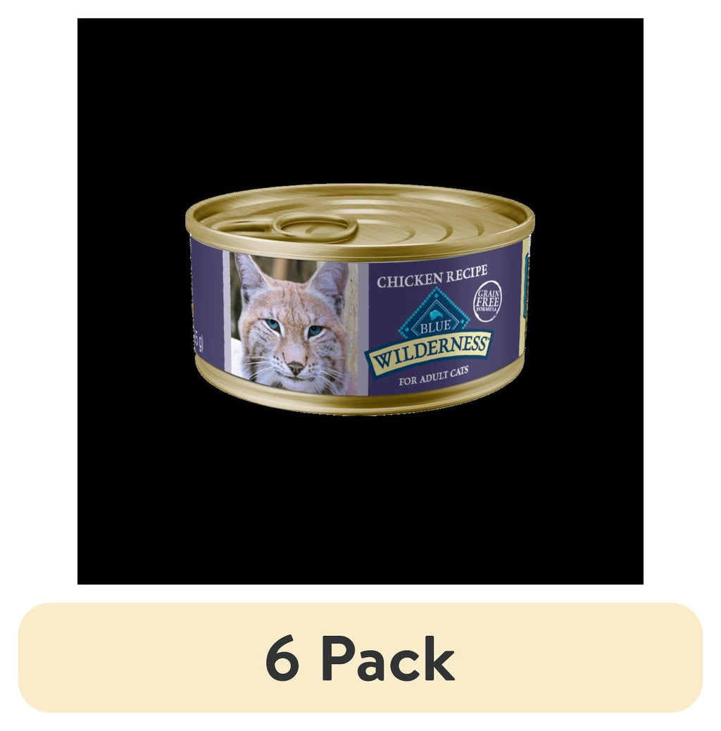 (6 pack) Blue Buffalo Wilderness Wet Cat Food Pate, High-Protein & Grain-Free Recipe, Chicken, 5.5-oz. Can
