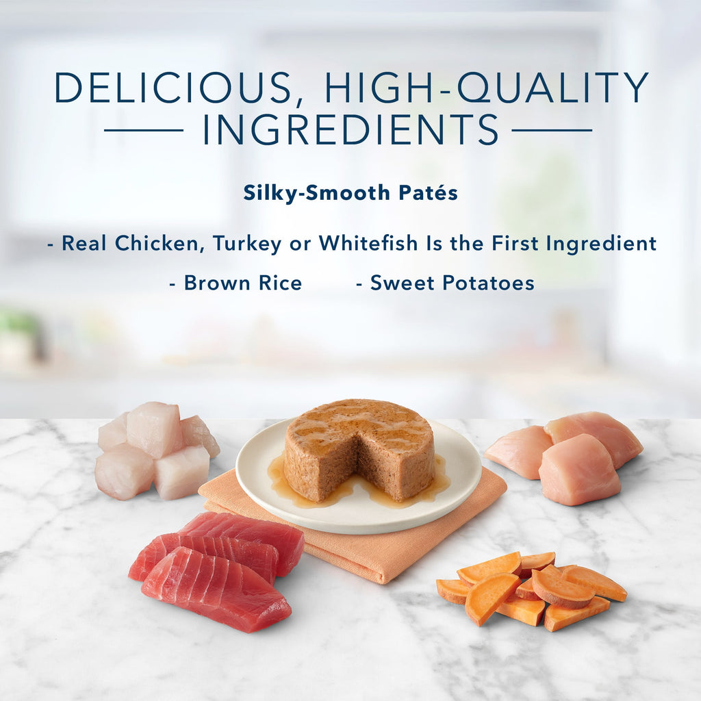 Blue Buffalo Tastefuls Chicken, Turkey & Chicken & Ocean Fish & Tuna Entr ©es Variety Pack Pate Wet Cat Food, 5.5-oz Can, Case of 12 (Pack of 2)