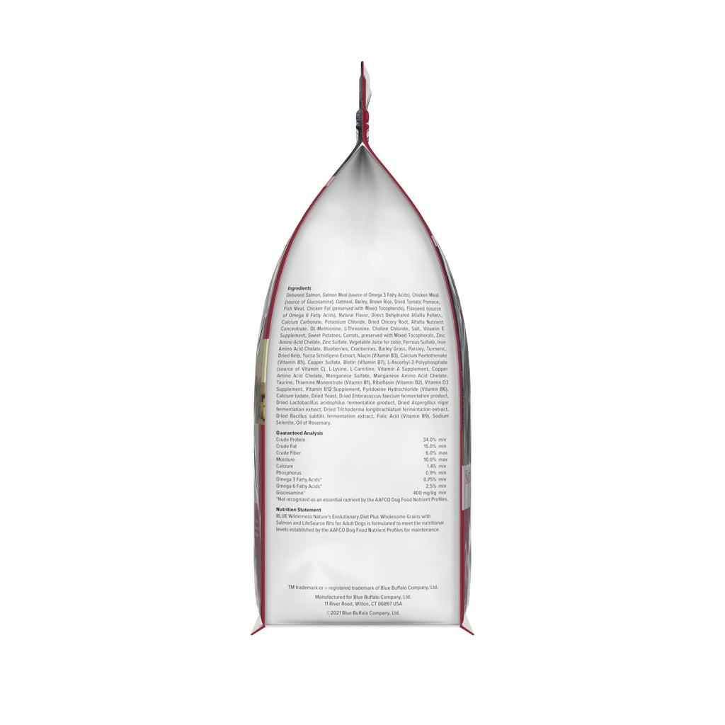 Blue Buffalo Wilderness High Protein Salmon Plus Wholesome Grains Dry Dog Food for Adult Dogs, Whole Grain, 4.5 lb. Bag