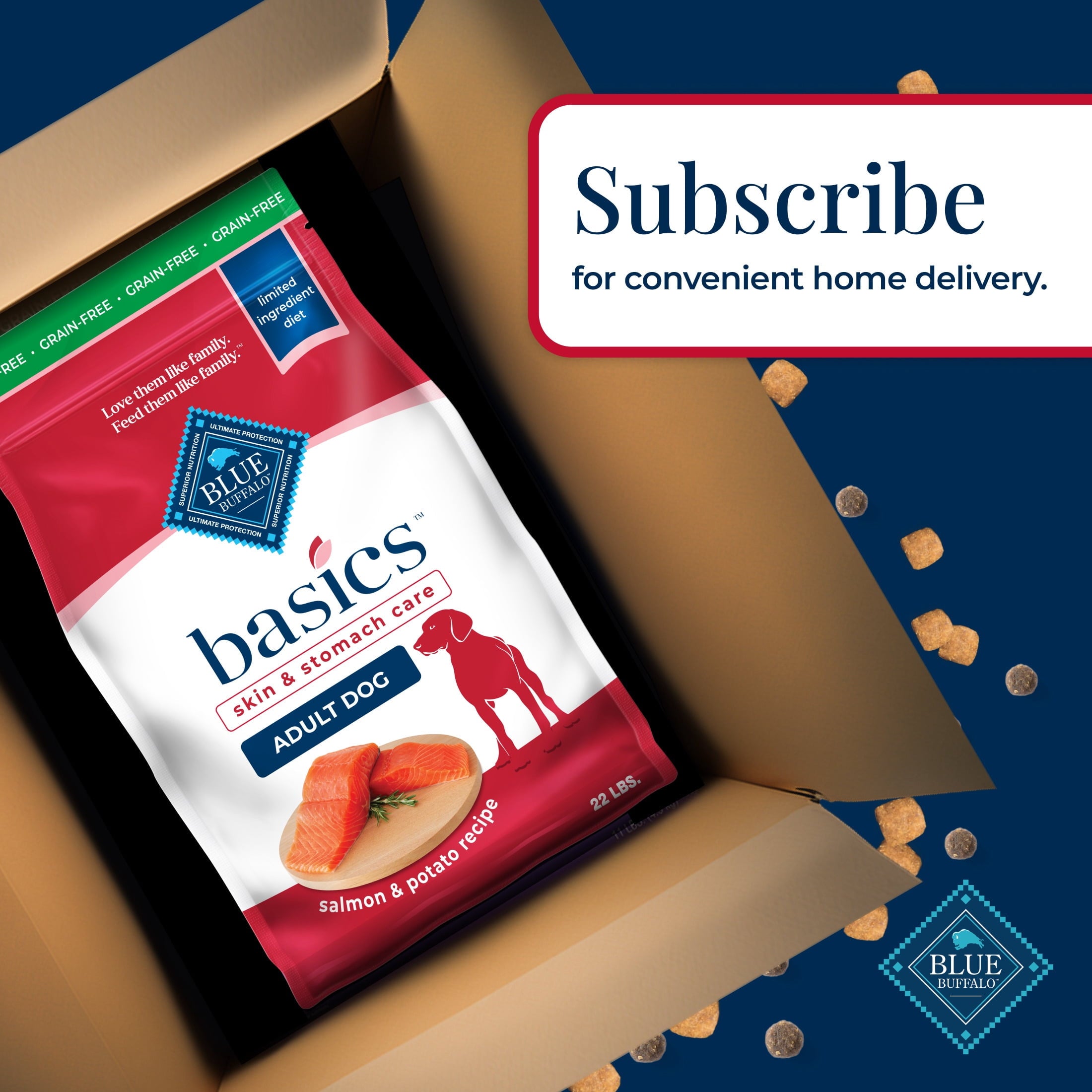 Blue Buffalo Basics Grain-Free Dry Dog Food, Adult, Limited Ingredient Diet, Salmon, 22 lbs.