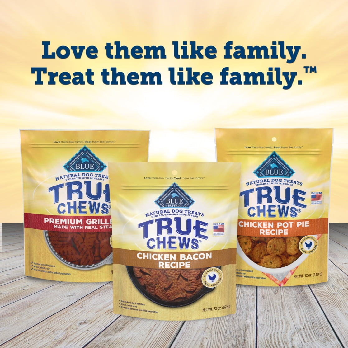 Blue Buffalo True Chews Dog Treats, Chicken Bacon Recipe, 22-oz Bag