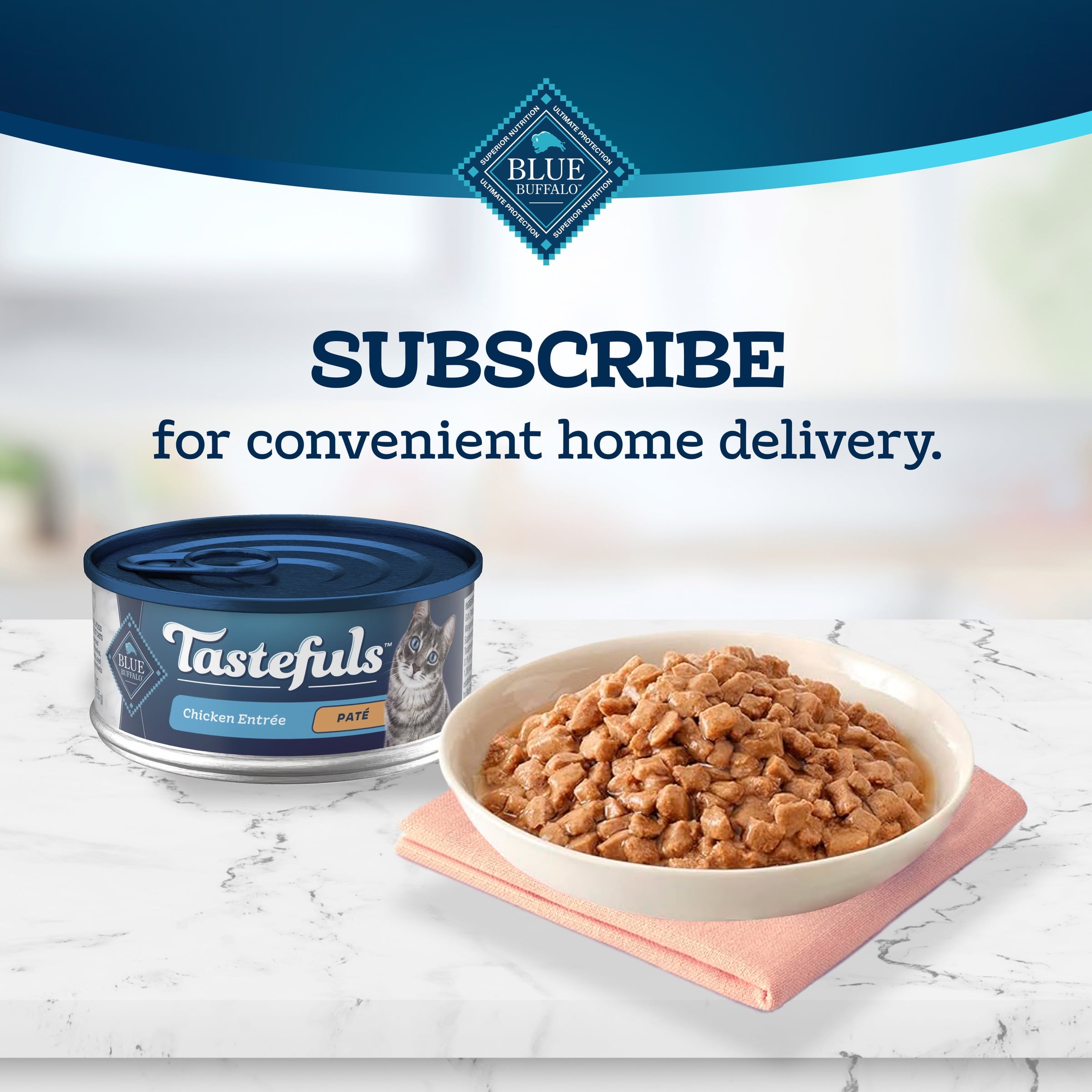 (6 pack) Blue Buffalo Tastefuls Natural Wet Cat Food, Adult, Chicken Paté, 3-oz. Can