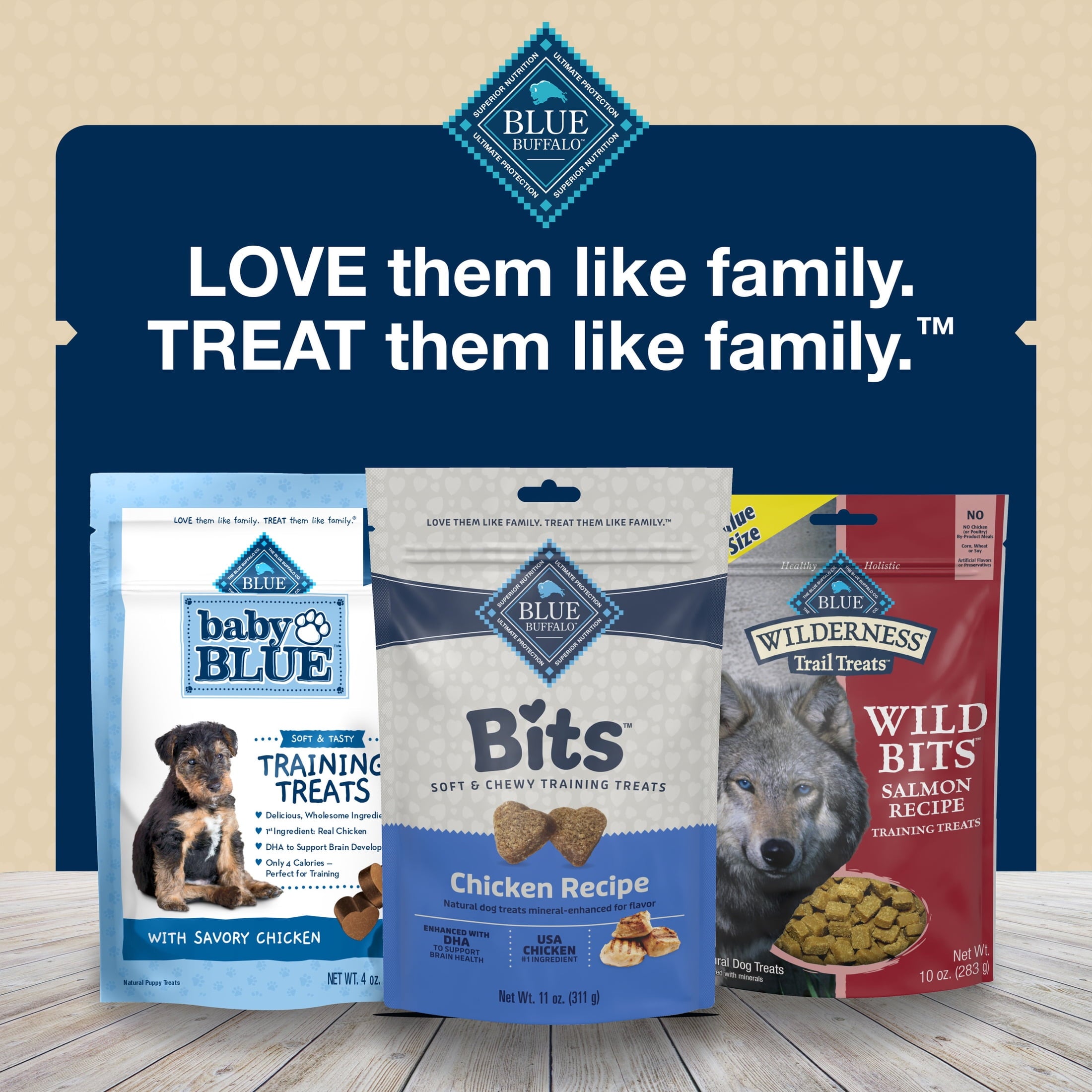 Blue Buffalo Bits Soft Dog Treats for Training, Enhanced with DHA, 4-oz. Bag