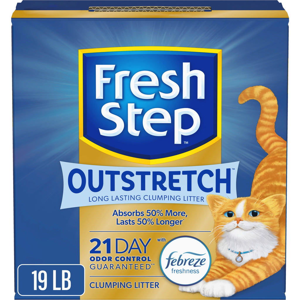 Bundle: Blue Buffalo Tastefuls Indoor Natural Adult Dry Cat Food, Salmon 5lb bag & Fresh Step Outstretch Long Lasting Concentrated Litter with Febreze, Clumping Cat Litter, 19 lb
