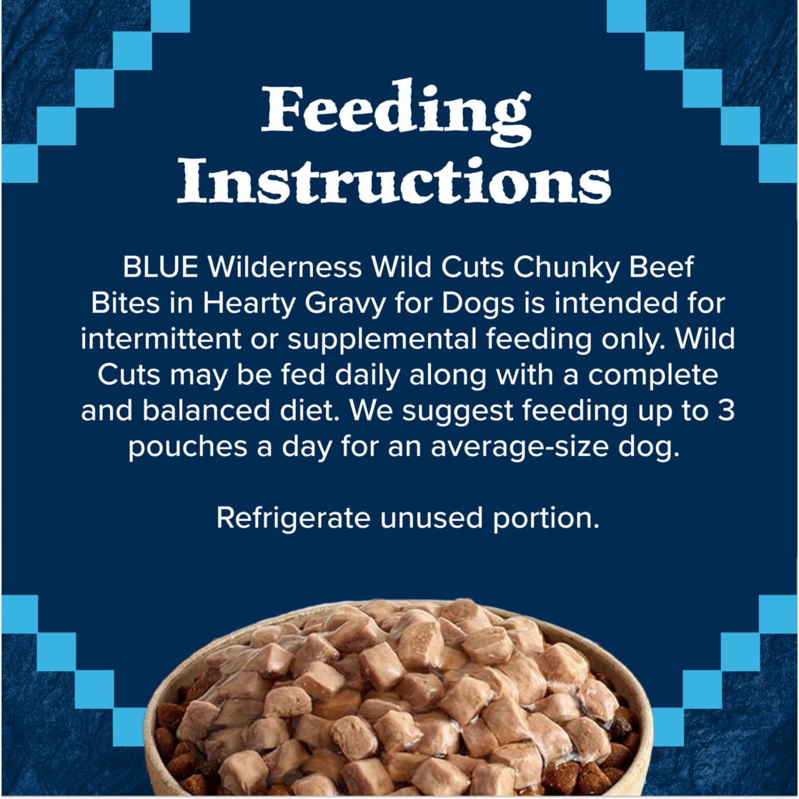 (12 pack) Blue Buffalo Wilderness Trail Toppers Wet Dog Food, Chunky Beef Bites in Hearty Gravy
