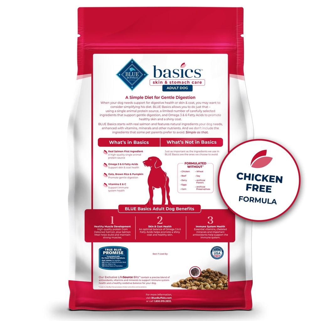 Blue Buffalo Basics Grain-Free Dry Dog Food, Adult, Limited Ingredient Diet, Salmon, 22 lbs.