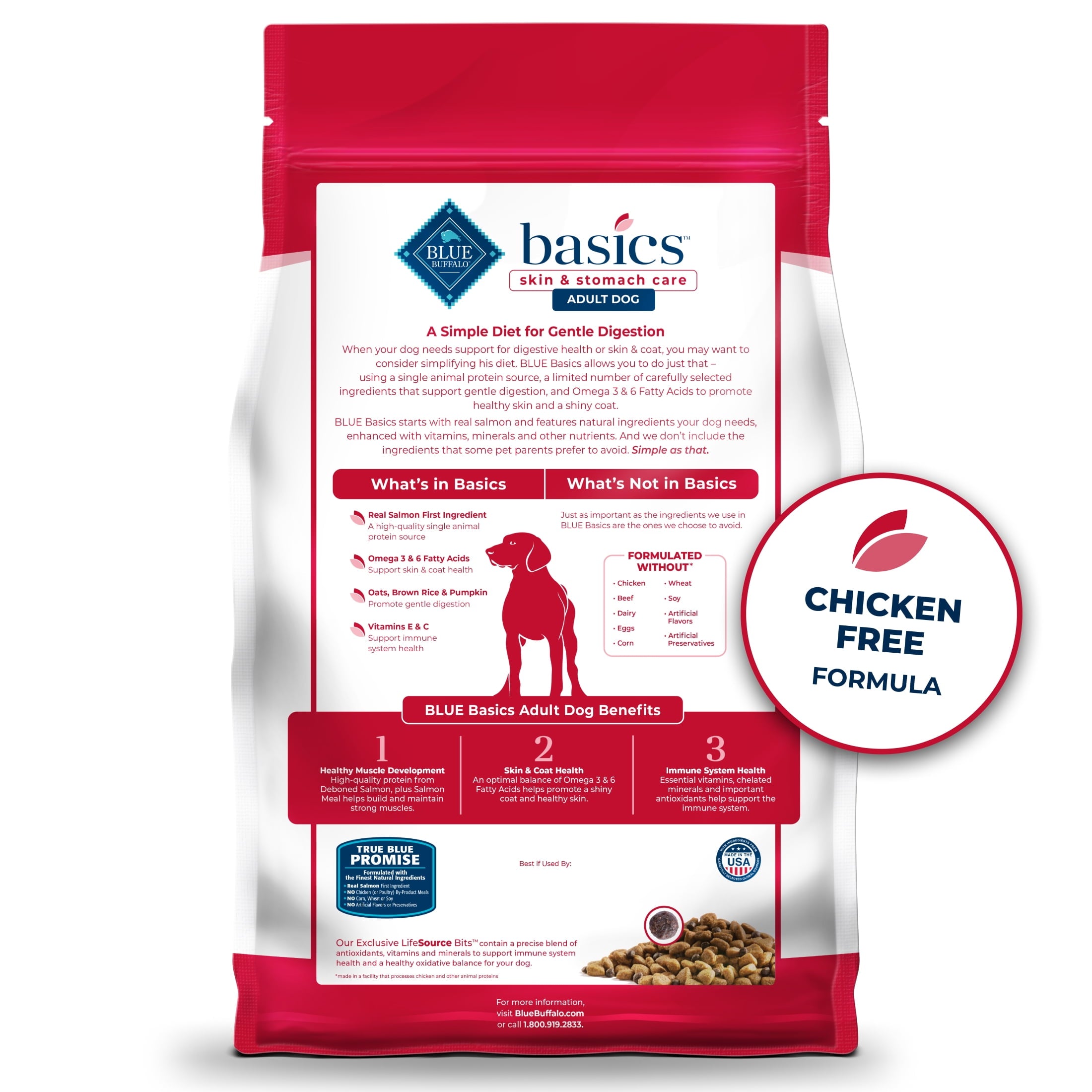 Blue Buffalo Basics Grain-Free Dry Dog Food, Adult, Limited Ingredient Diet, Salmon, 22 lbs.