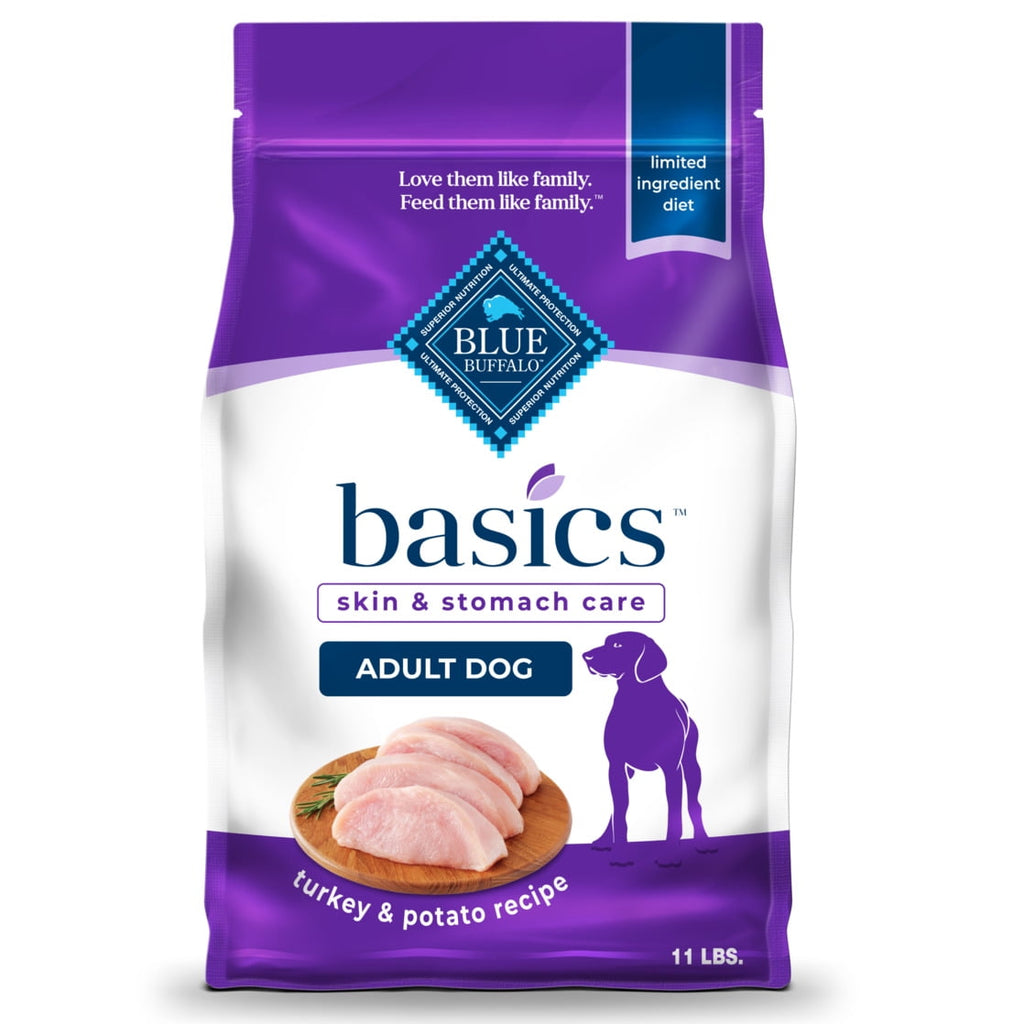 Blue Buffalo Basics Adult Dry Dog Food, Skin & Stomach Care, Turkey Recipe, 11lb