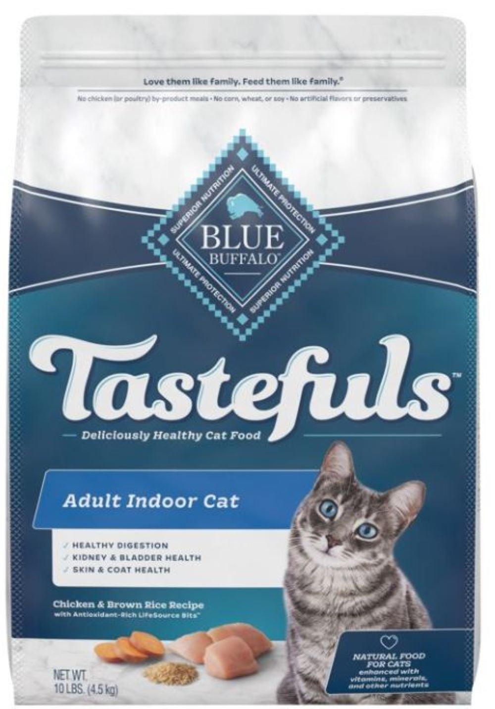 Blue Buffalo Indoor Health Chicken & Brown Rice Recipe Adult Dry Cat Food, 10lb Bag (Pack of 4)
