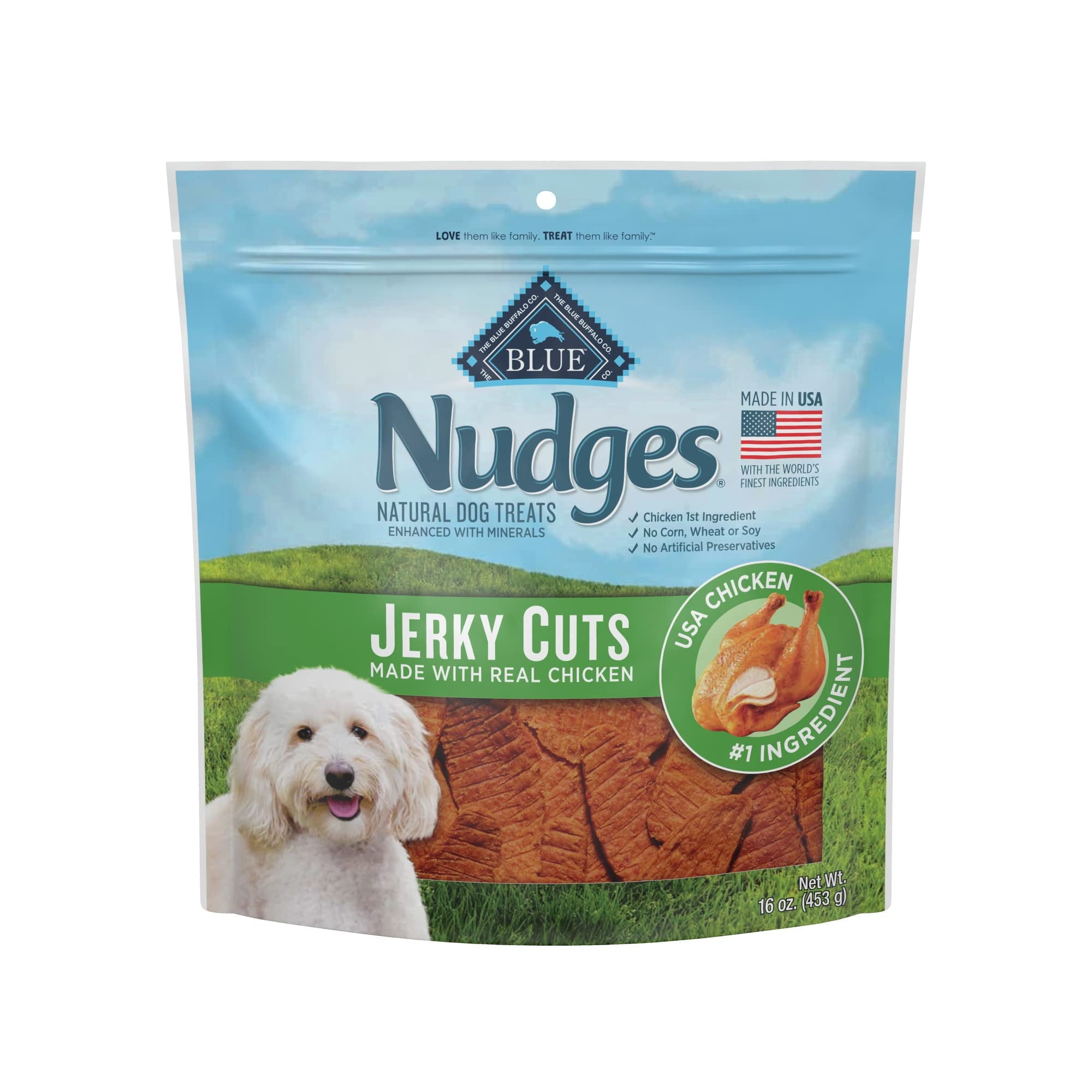 Blue Buffalo Nudges Jerky Cuts Natural Dog Treats, Chicken, 16 oz (Pack of 10)