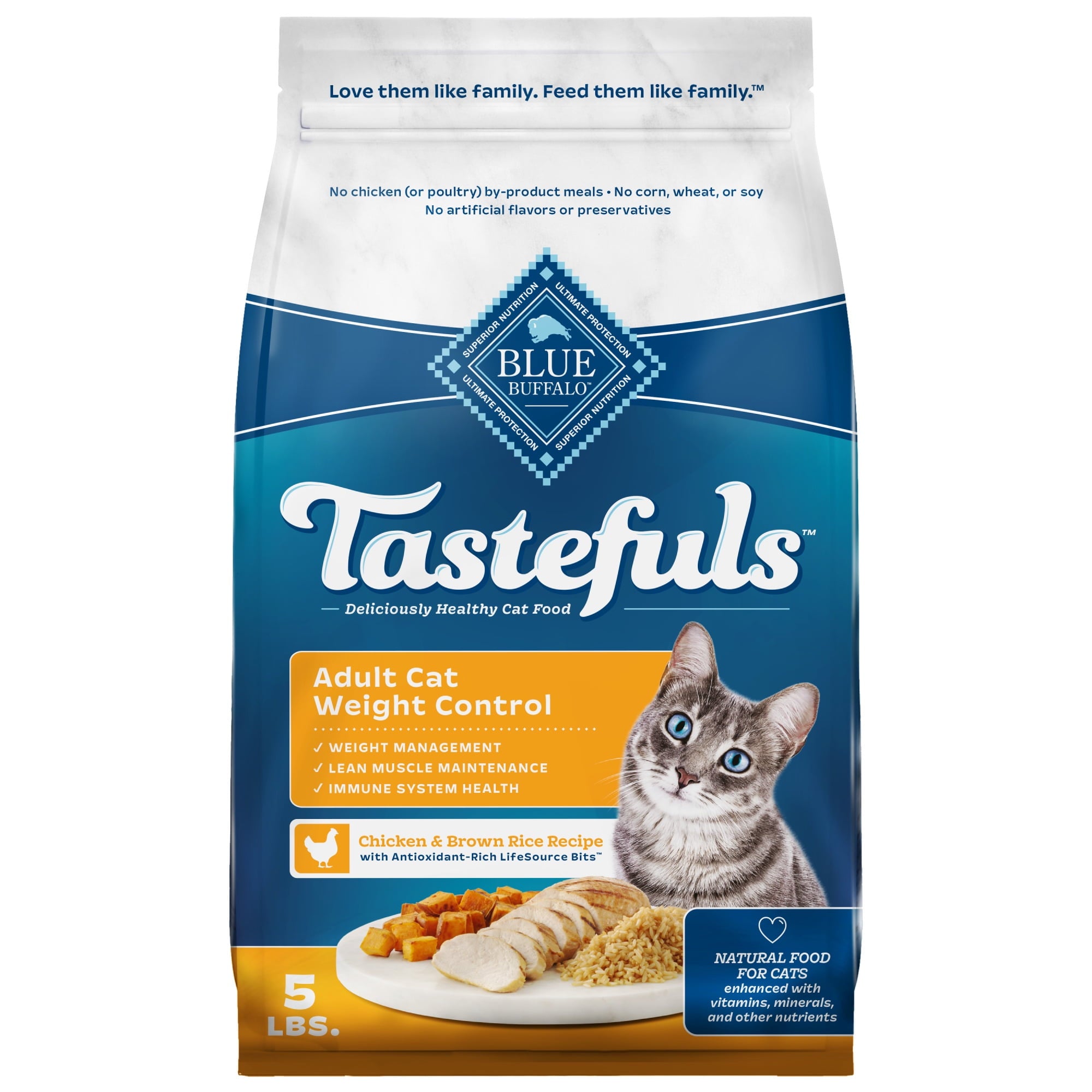 Blue Buffalo Tastefuls Natural Dry Cat Food, Weight Control, 5-lb. Bag