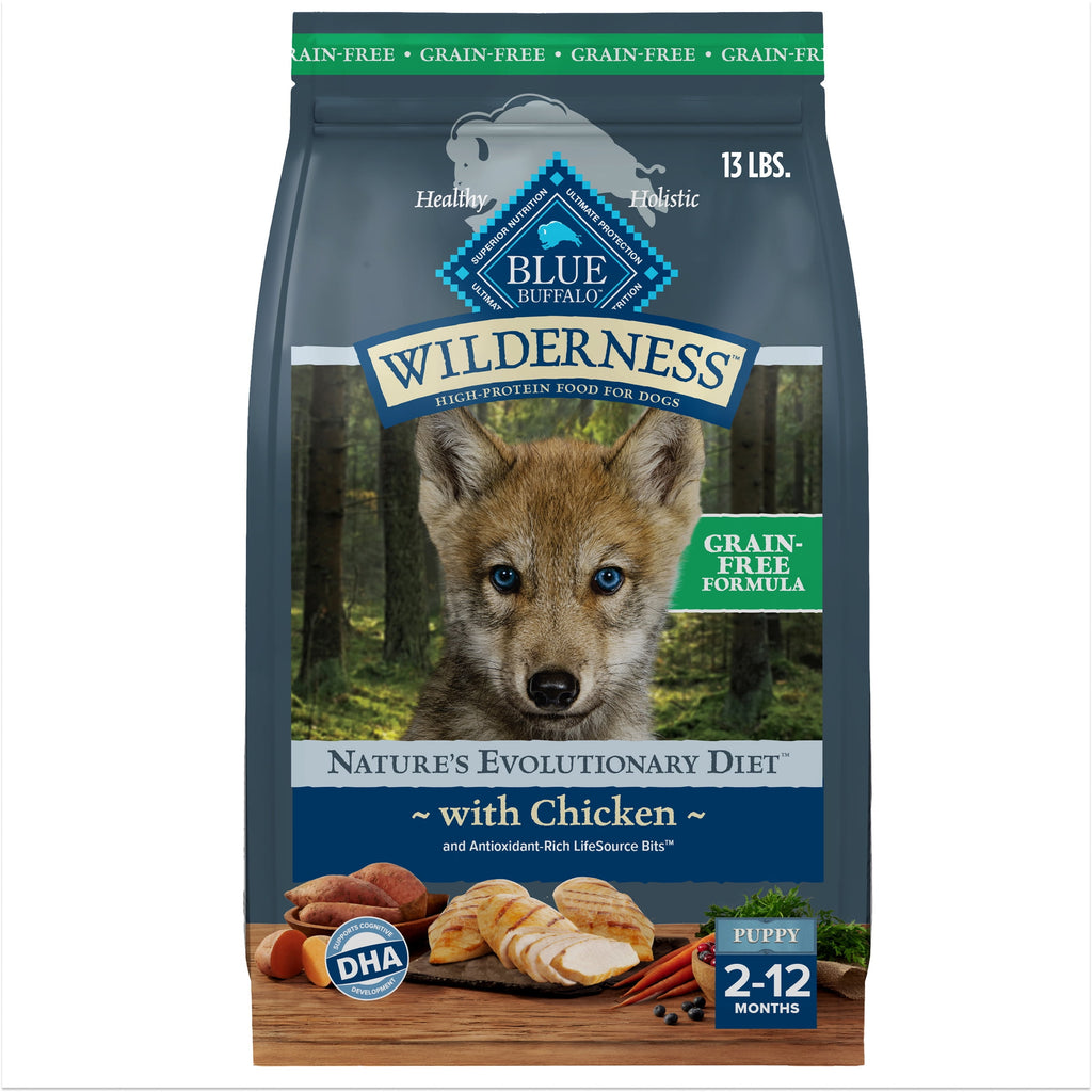 Blue Buffalo Wilderness Puppy High-Protein Natural Dry Dog Food, Chicken Recipe, 13-lb. Bag
