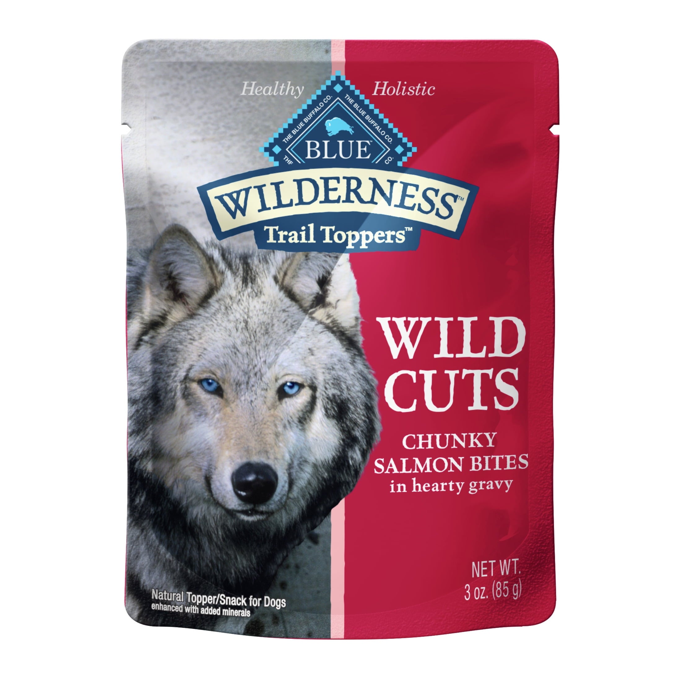 Blue Buffalo Wilderness Trail Toppers Wild Cuts High Protein Chunky Salmon Bites In Gravy Wet Dog Food, Grain-Free, 3 oz. Pouch