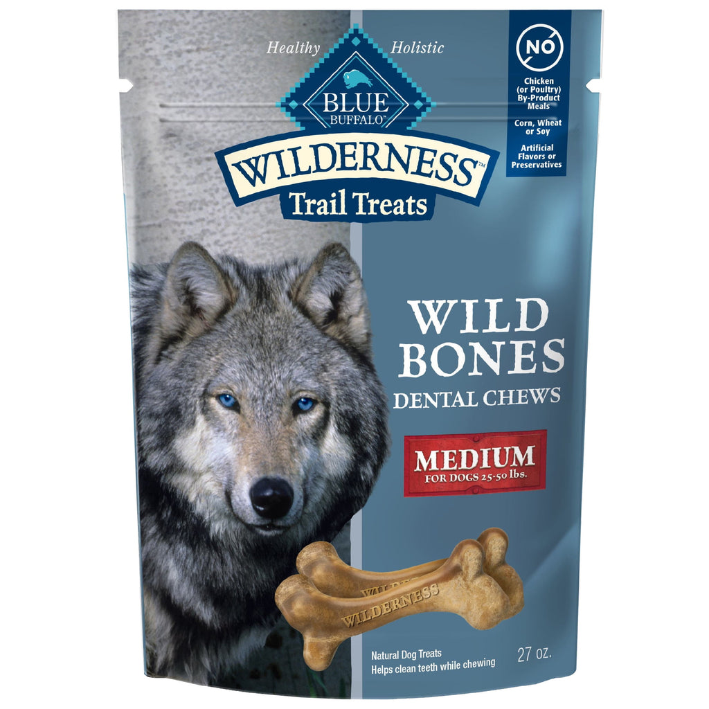 Blue Buffalo Wilderness Wild Bones Dental Chews Dog Treats, Regular, 27-oz Bag