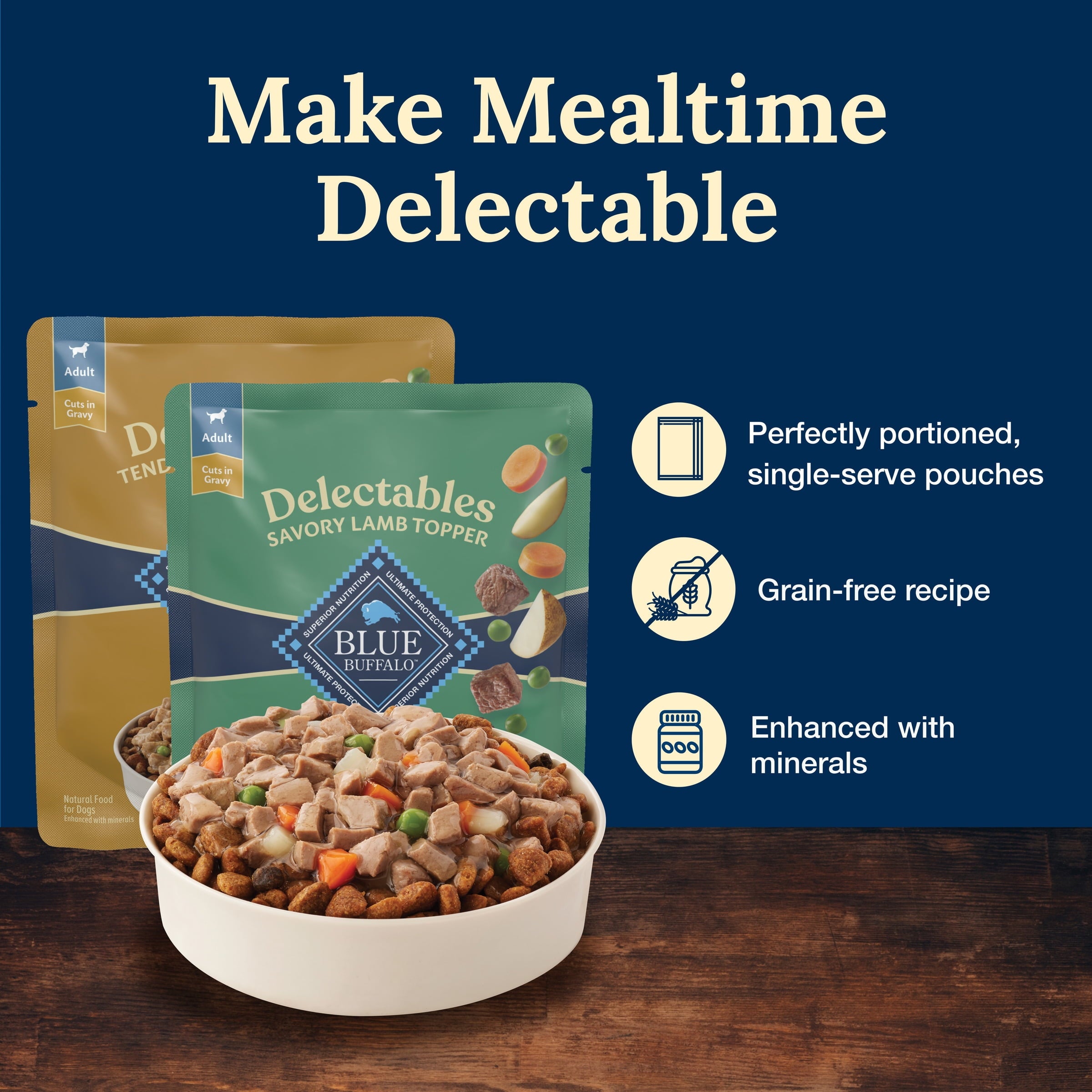 Blue Buffalo Delectables Natural Wet Dog Food Topper Variety Pack, Lamb & Turkey Dinner 3oz (12 Pack - 6 of Each Flavor)