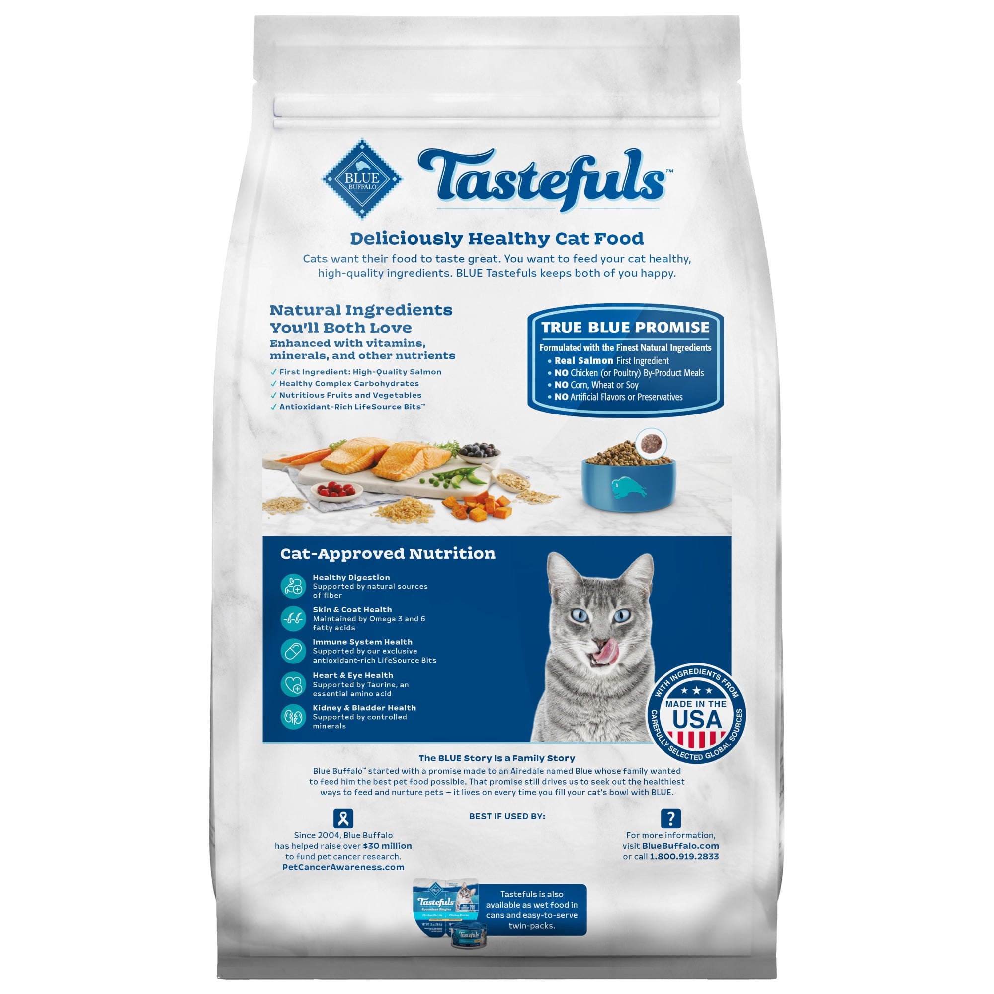 Blue Buffalo Tastefuls Dry Food, Adult Indoor Cat, Salmon and Brown Rice, 5-lb. Bag