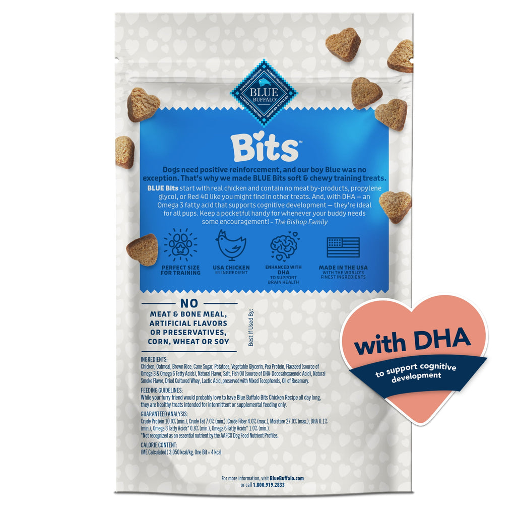 Blue Buffalo Bits Soft Dog Treats for Training, Enhanced with DHA, 4-oz. Bag