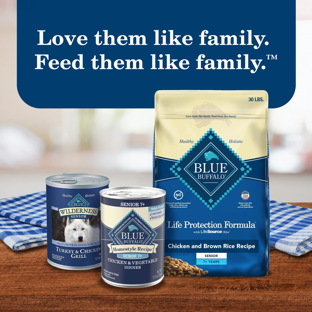 (12 pack) Blue Buffalo Homestyle Recipe Senior Wet Dog Food, Chicken Dinner, 12.5-oz. Can