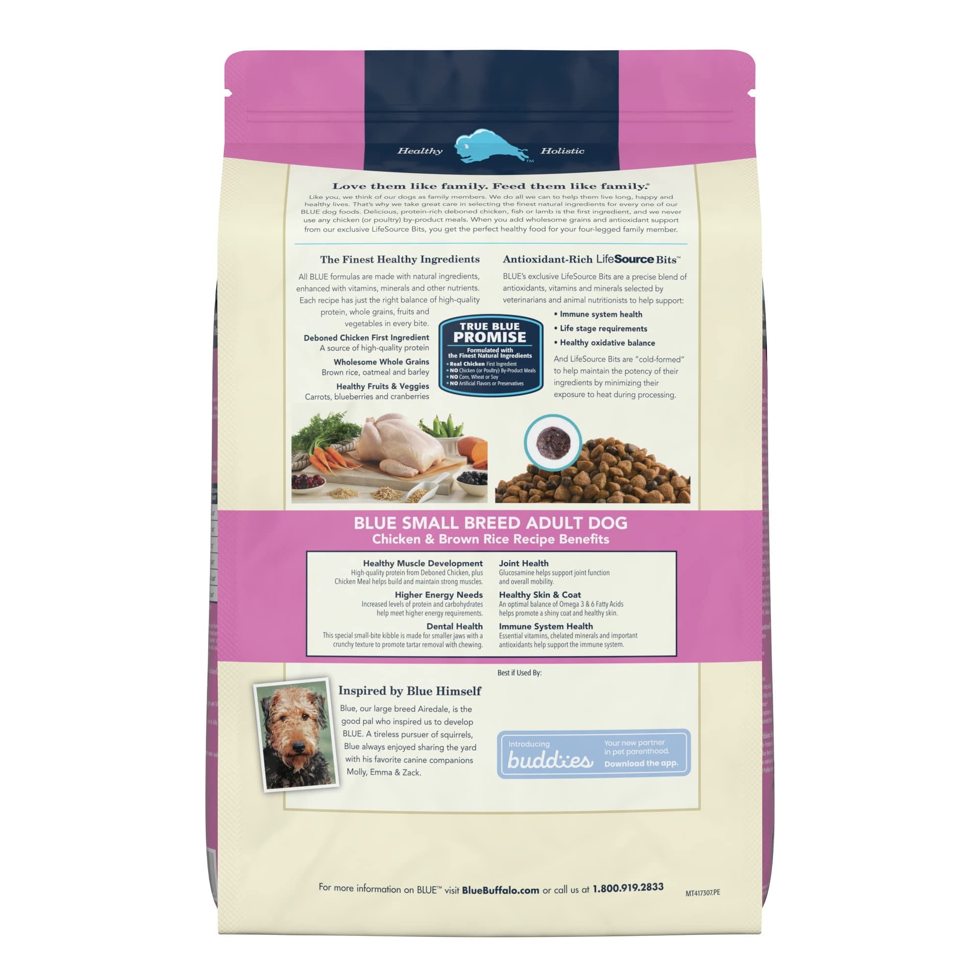 Blue Buffalo Small Breed Chicken & Rice Dog Food 15 lb. Bag (Pack of 6)