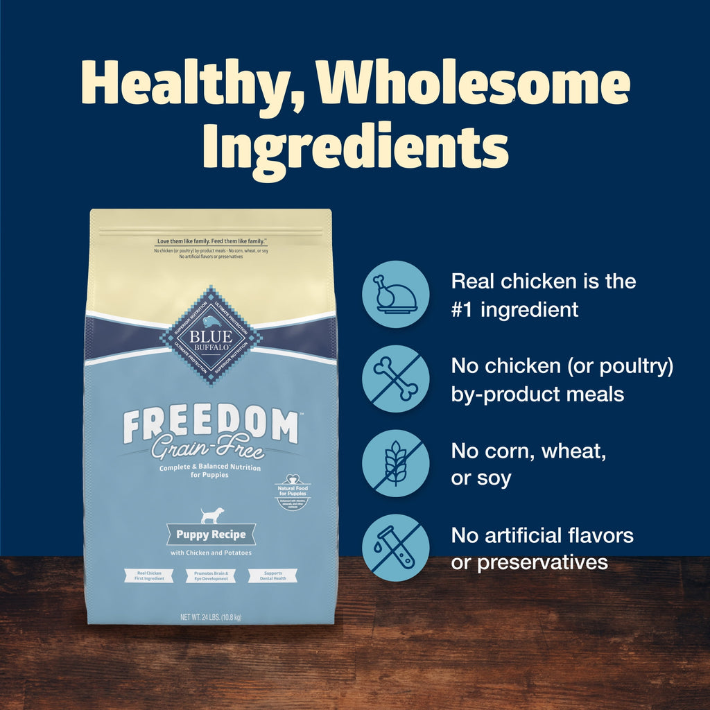Blue Buffalo Freedom Grain-Free Puppy Dry Dog Food with DHA, Chicken & Potatoes, 24-lb. Bag