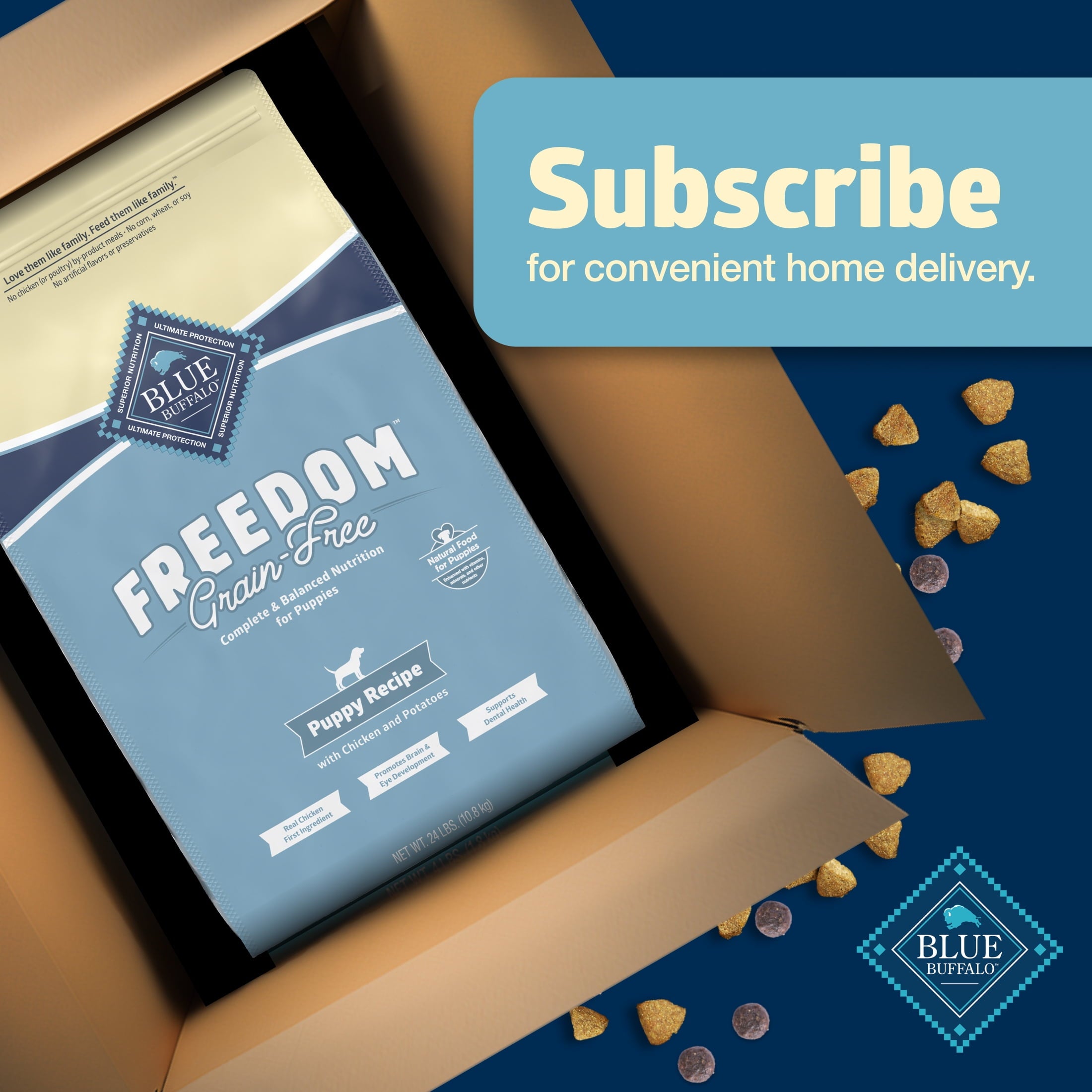 Blue Buffalo Freedom Grain-Free Puppy Dry Dog Food with DHA, Chicken & Potatoes, 24-lb. Bag