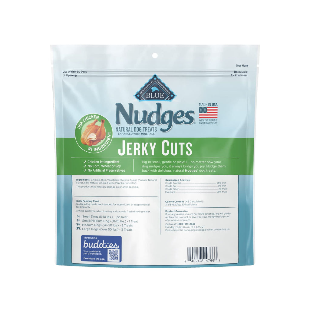 Blue Buffalo Nudges Jerky Cuts Natural Dog Treats, Chicken, 16 oz (Pack of 10)