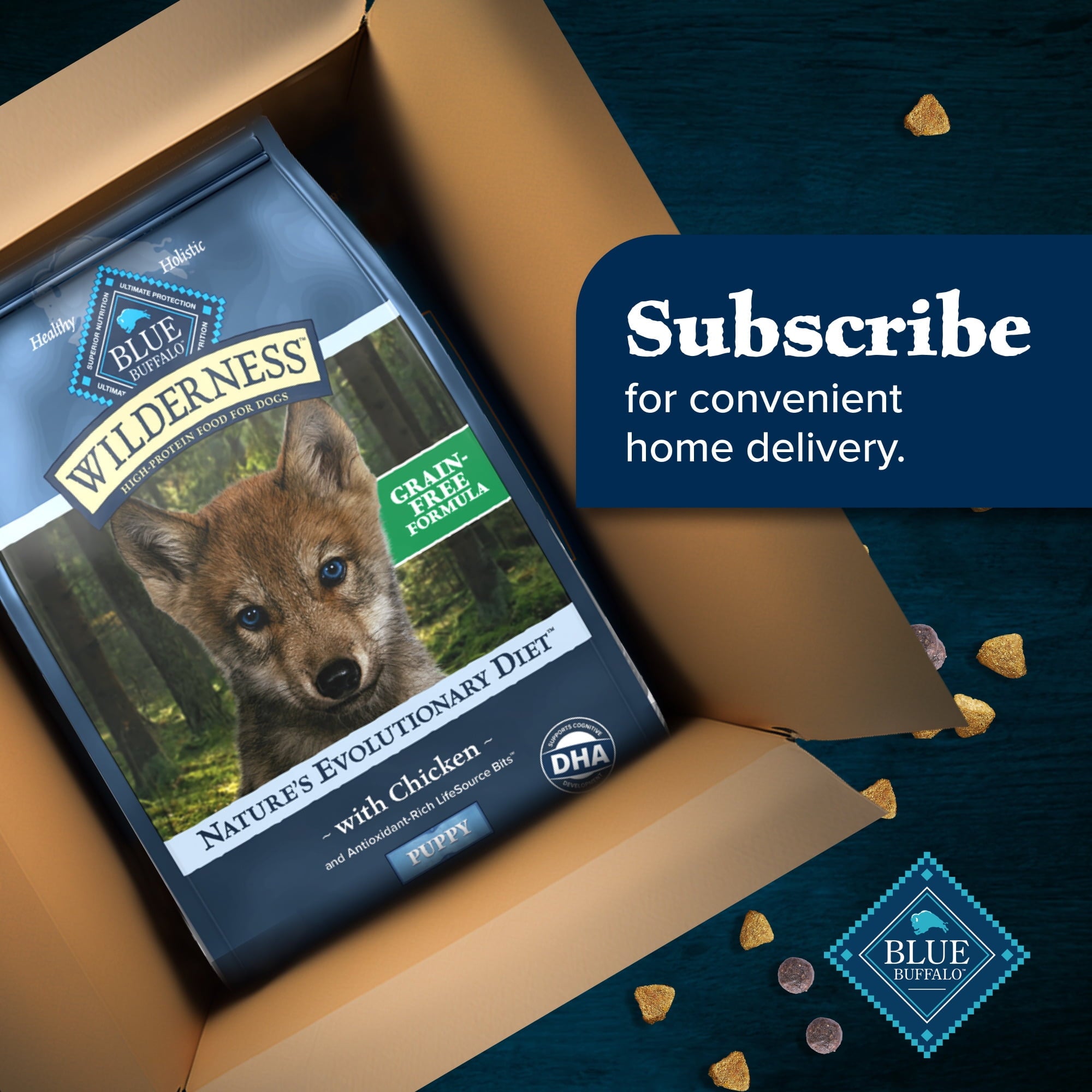 Blue Buffalo Wilderness Puppy High-Protein Natural Dry Dog Food, Chicken Recipe, 13-lb. Bag