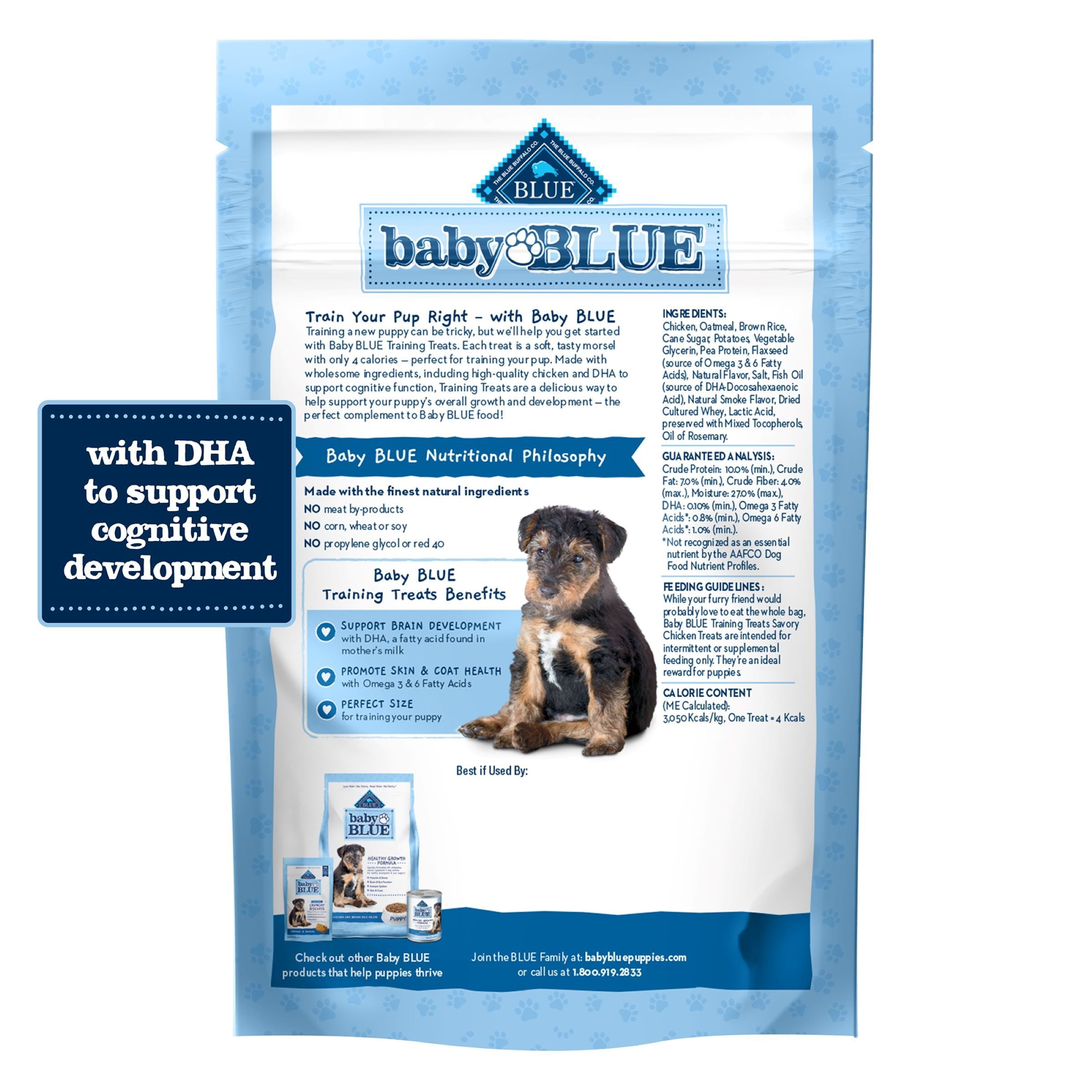 (3 pack) Blue Buffalo Baby BLUE Puppy Training Treats for Dogs with DHA, Savory Chicken, 4-oz. Bag