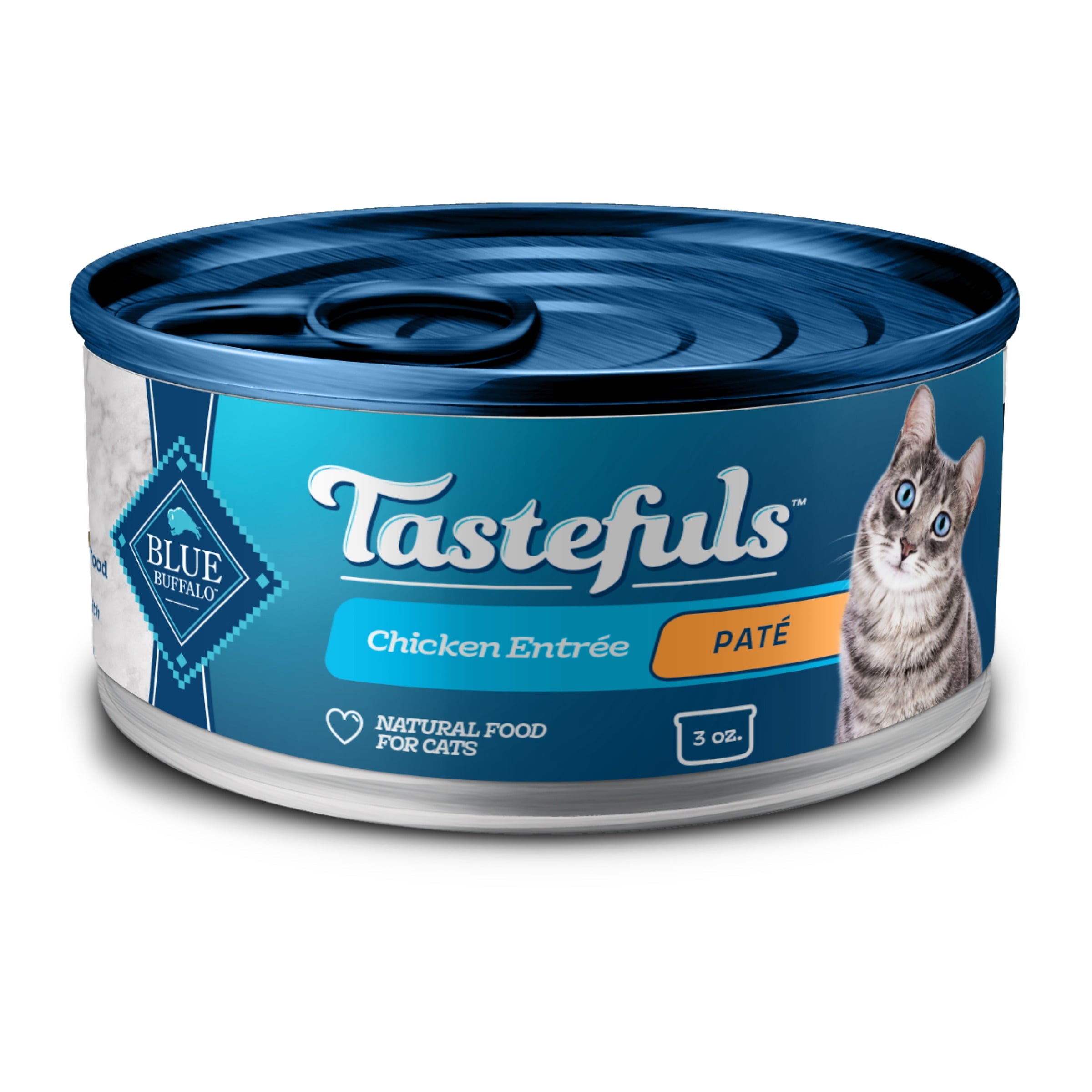 (6 pack) Blue Buffalo Tastefuls Natural Wet Cat Food, Adult, Chicken Paté, 3-oz. Can